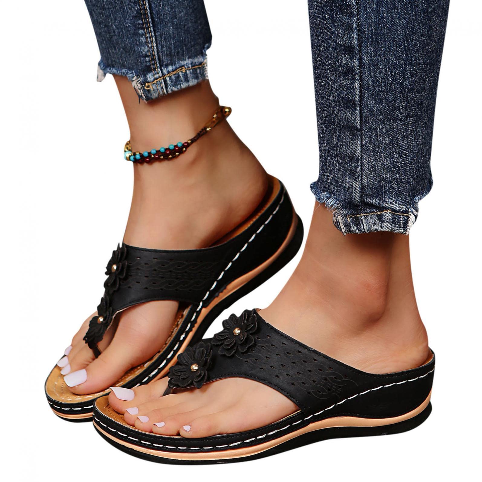 **Women's Comfortable Orthotic Sandals with Arch Support - Soft Plantar Fasciitis Flip Flops for Walking, Travel & Everyday Wear**