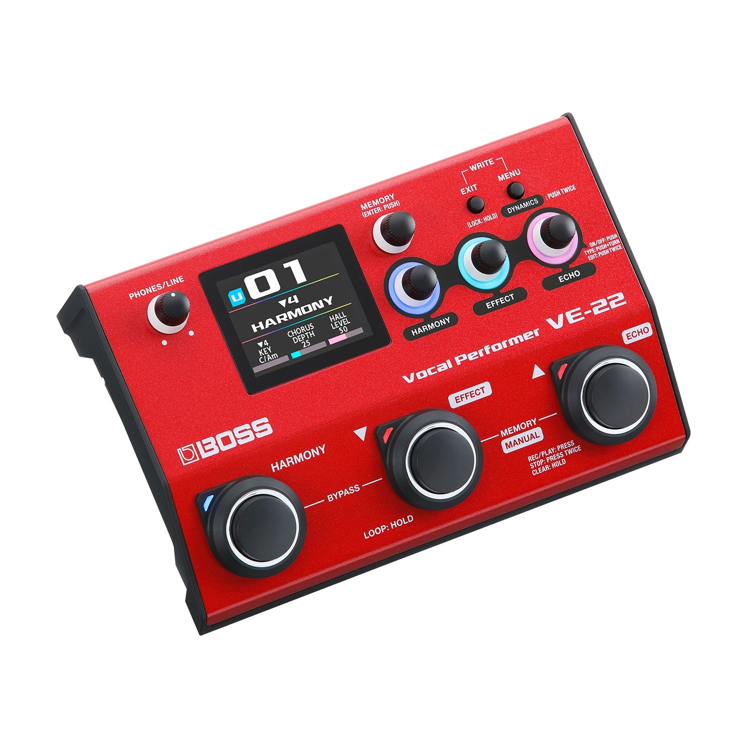 Boss VE-22 Vocal Effects & Looper Pedal for Singers - Professional Live Performance & Studio Recording Effects Processor with Harmony, Reverb, Delay, and Loop Functions