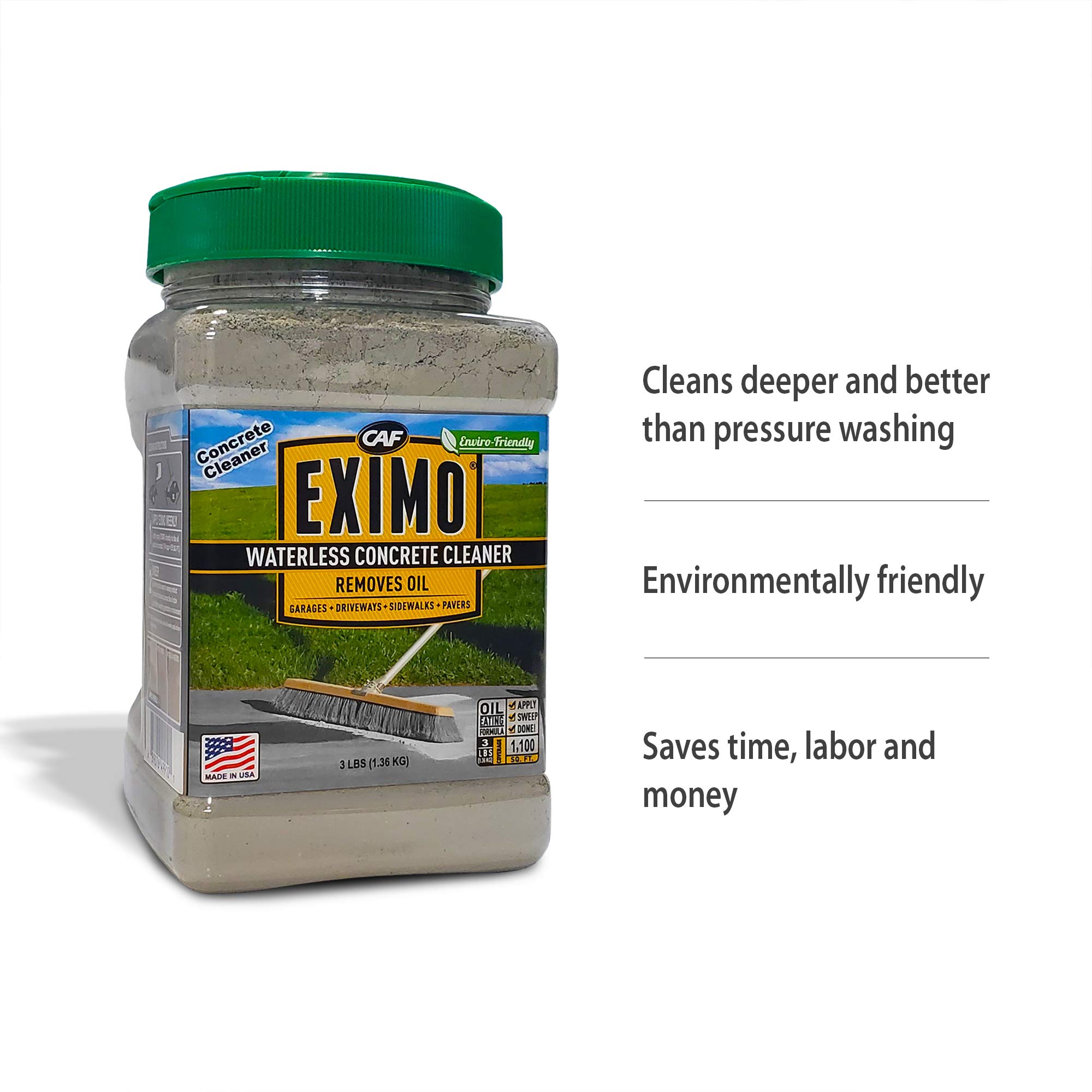EXIMO® Waterless Concrete Cleaner - Driveway, Garage, Basement Cleaner (3 lbs) for Outdoor Surfaces