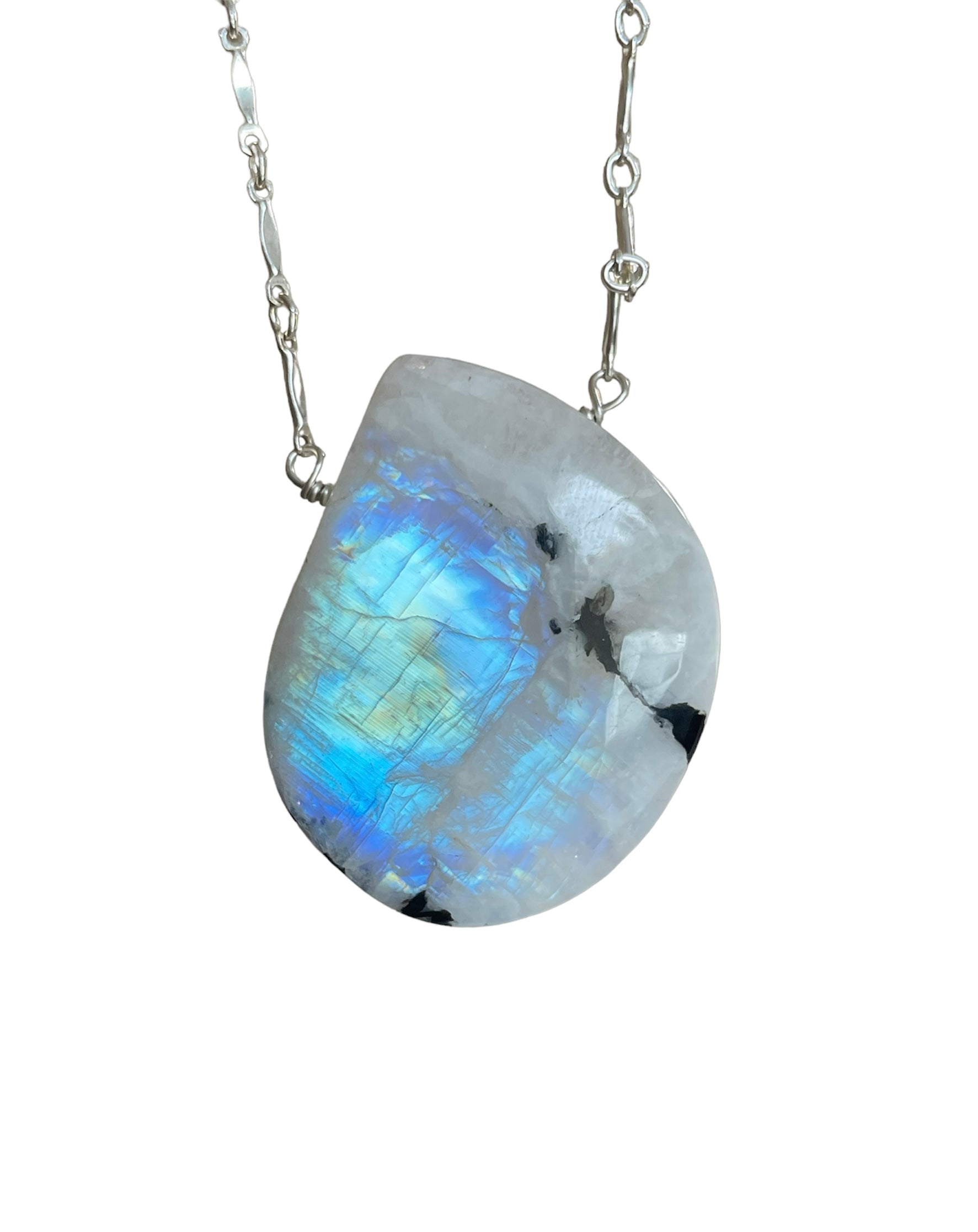 Large Moonstone Pendant Necklace Sterling Silver 925 - Elegant Boho Jewelry for Women, Perfect for Weddings, Parties & Everyday Wear