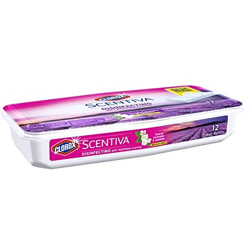 Clorox Scentiva Disinfecting Mopping Pads Refills - Tuscan Lavender & Jasmine Scent, 12 Wet Pads (5.9