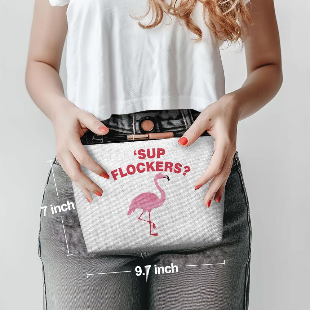 Pink Flamingo Makeup Bag for Women | Waterproof Cosmetic & Toiletry Travel Organizer | Perfect for Summer Vacation, Bridesmaid Gifts, Birthday, Christmas, Graduation | Great for Beach Trips, Pool Parties & Girls Getaways