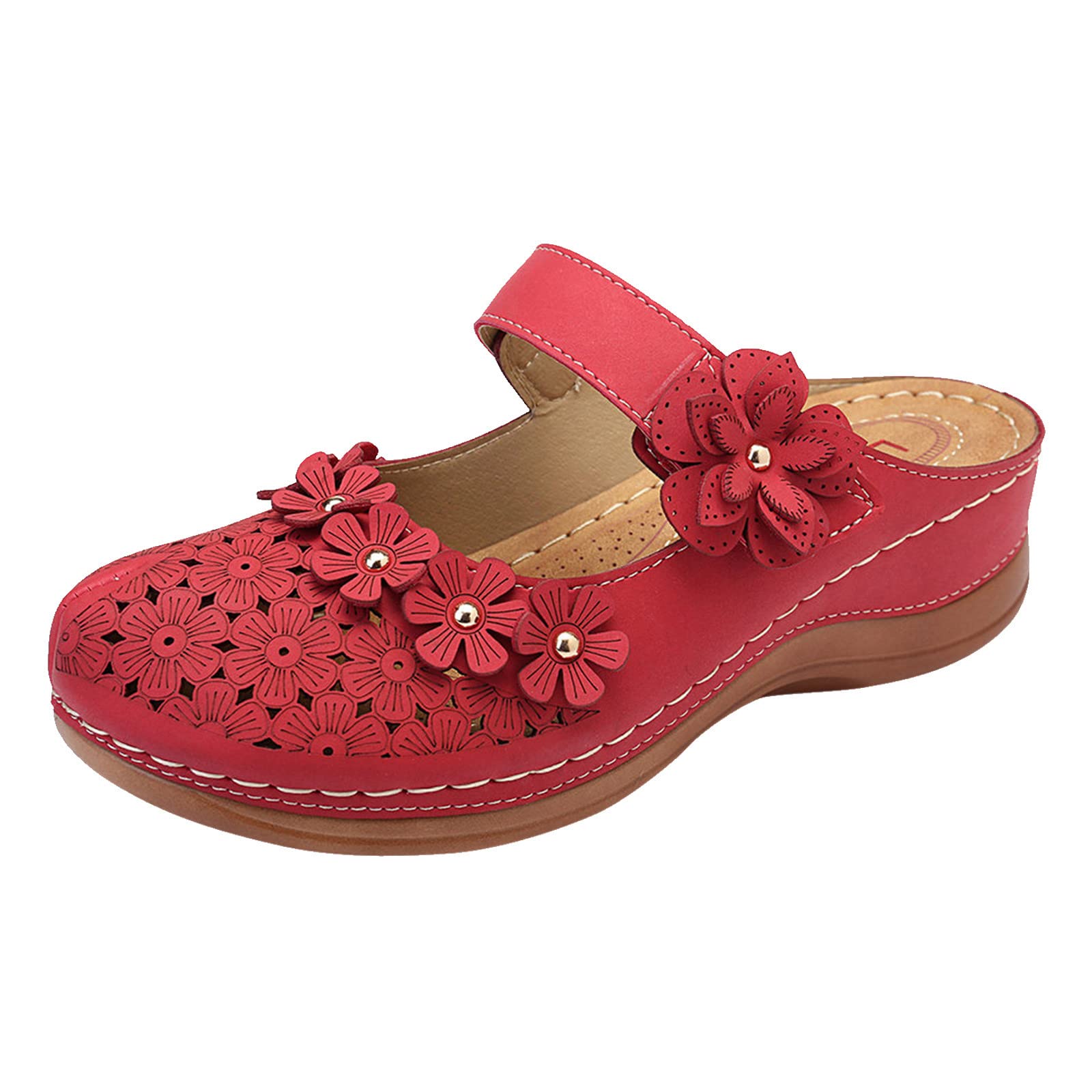 Women's Embroidered Wedge Heel Flip Flops - Dressy Multicolor Sandals for Summer, Beach, and Casual Outings