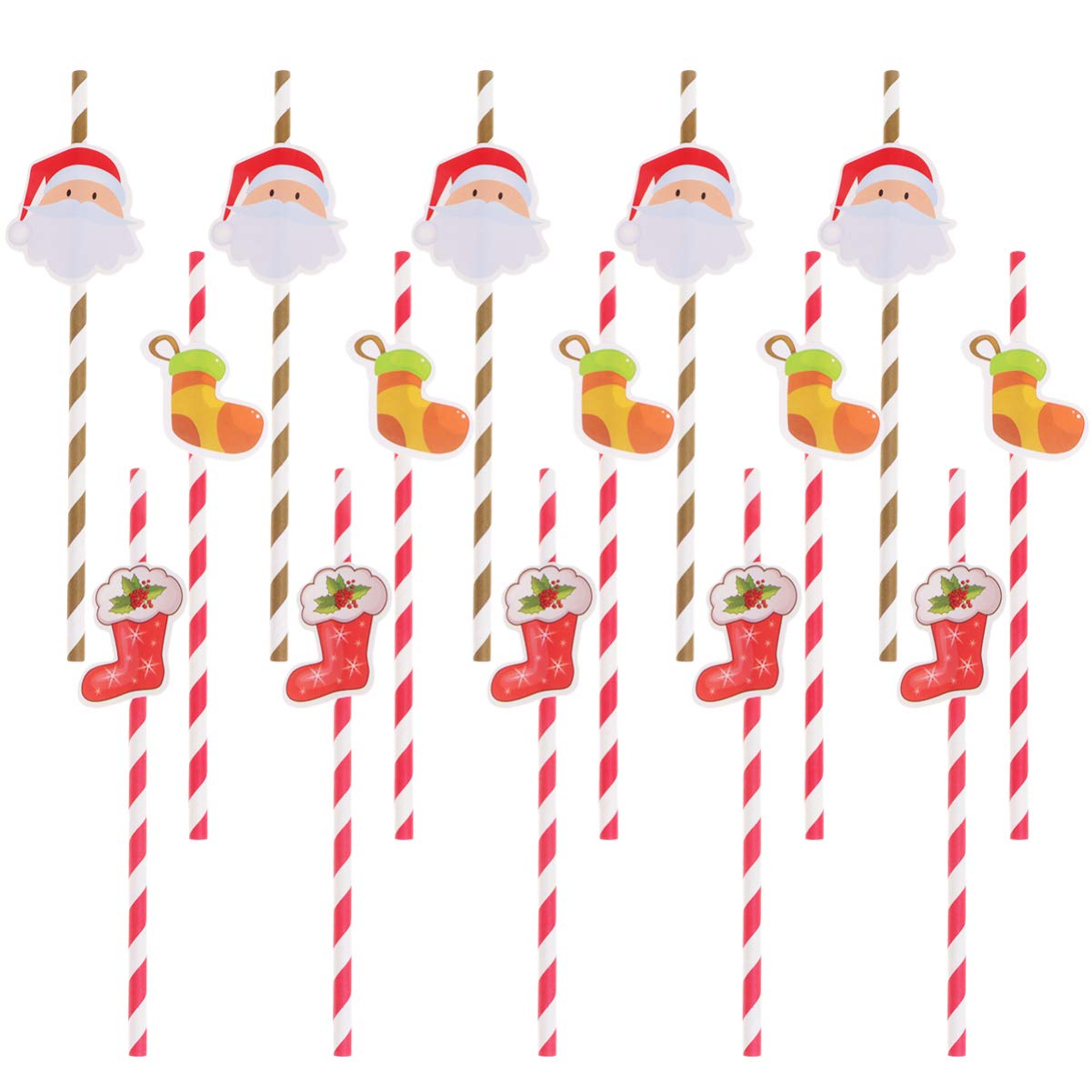 Amosfun 30pcs Christmas Smoothie Straws - Biodegradable Paper Drinking Straws for Xmas Party, Holiday Dinner & Nativity Decor (Red/Green) - Perfect for Christmas Celebrations, Family Gatherings & Festive Beverages