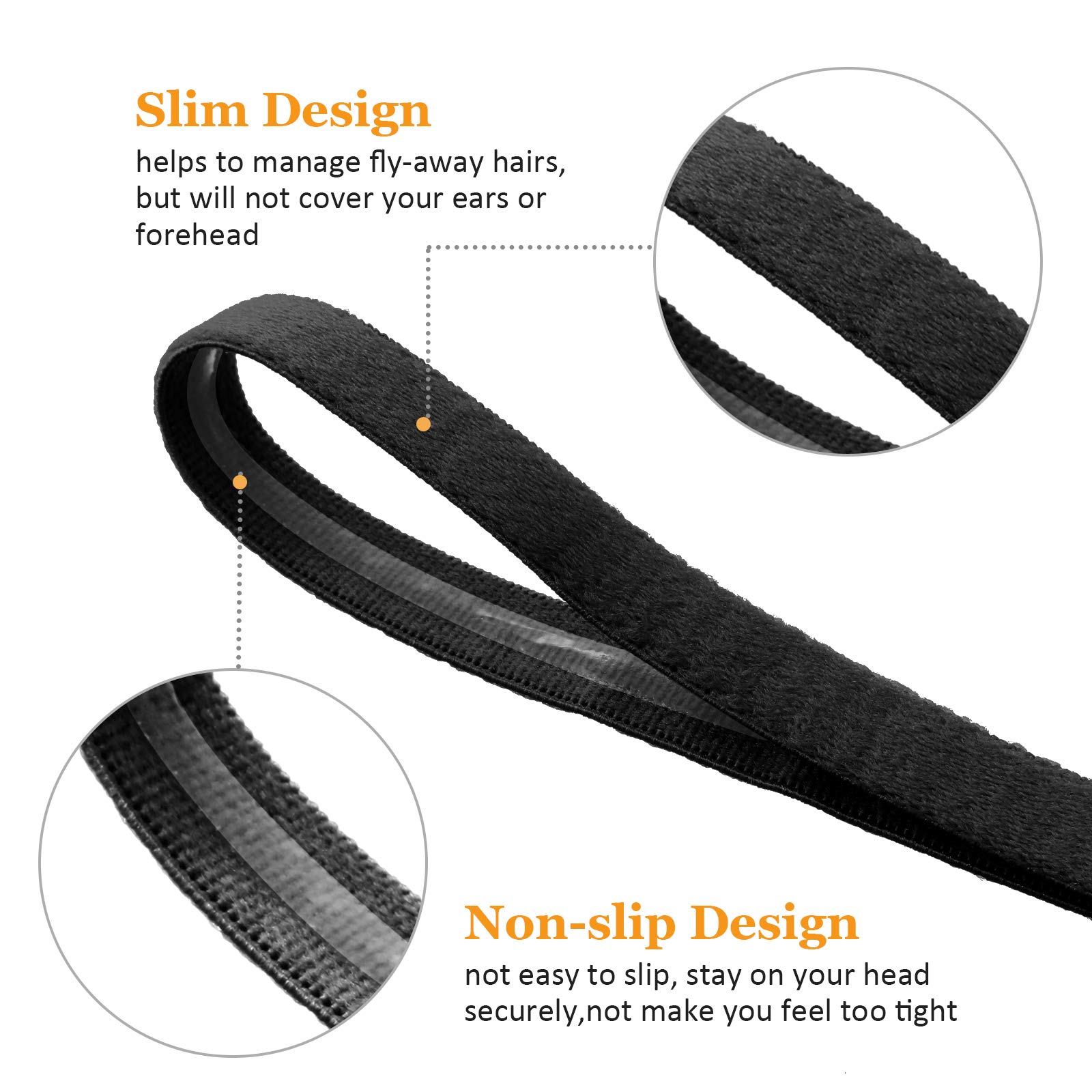WILLBOND 12 Pack Non-Slip Elastic Sports Headbands for Men & Women - Sweat Absorbing Workout Hair Bands with Silicone Grip for Running, Yoga, Basketball, Tennis & Football (Black) | Perfect for Gym, Sports & Active Lifestyle
