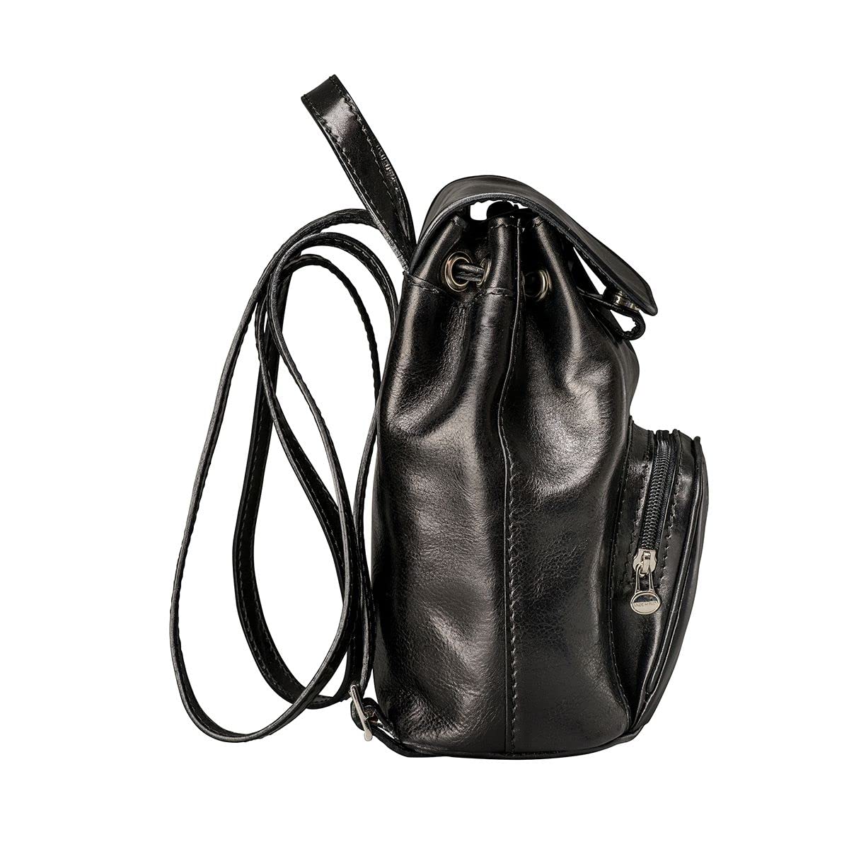 Maxwell Scott Women's Luxury Classic Italian Leather Small Rucksack Backpack - Handmade in Italy - The Popolo Black - Perfect for Travel, Work & Everyday Use