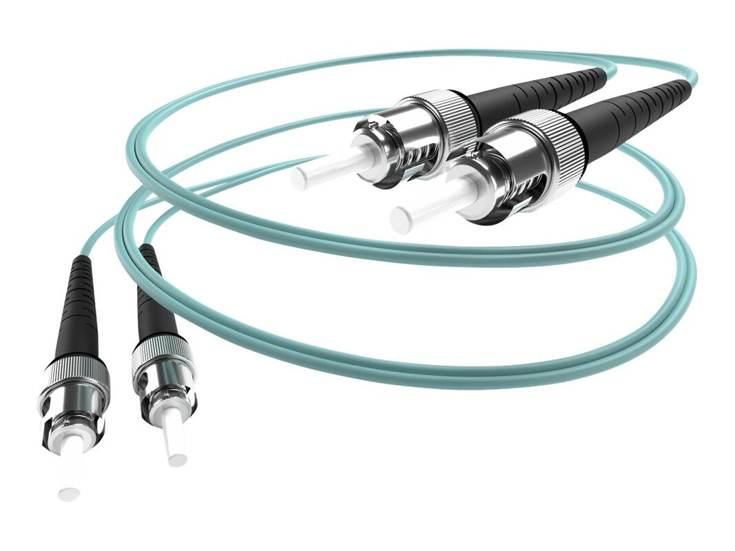10G OM3 10 Meter Fiber Optic Cable - Aqua, OFNR Rated, 50/125 Micron Multimode Duplex LC to LC for High-Speed Data Center & Server Room Applications