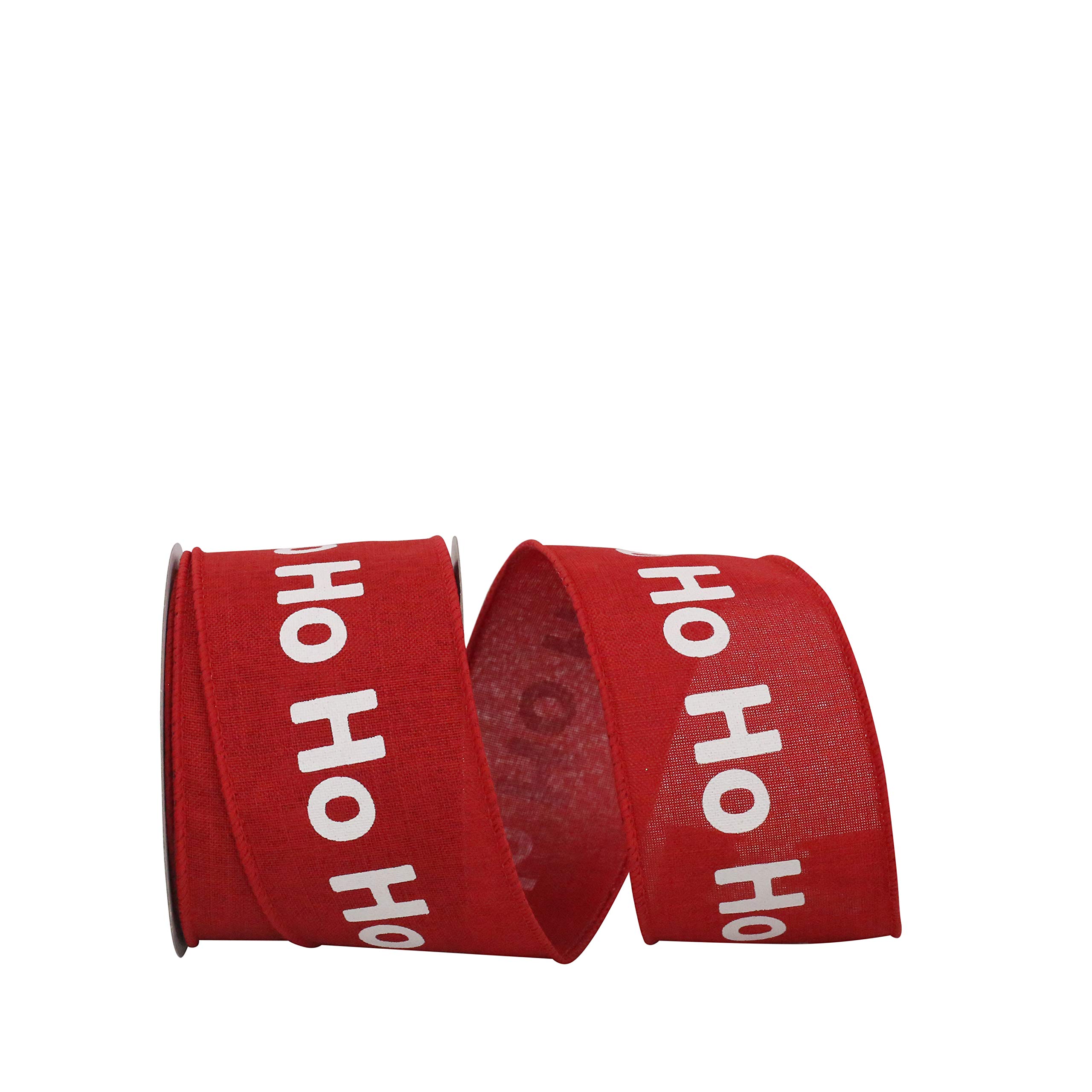 Reliant Ribbon Ho Linen Wired Edge Ribbon - 2.5 Inch x 10 Yards, Red - Perfect for Gift Wrapping, DIY Crafts, and Home Decor