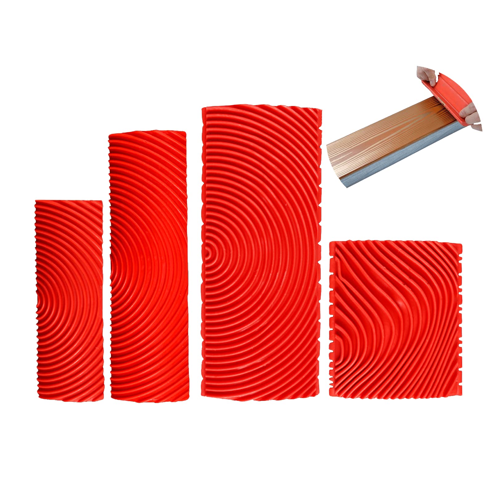 4PCS Wood Grain Tool Set for DIY Painting & Wall Art Decoration