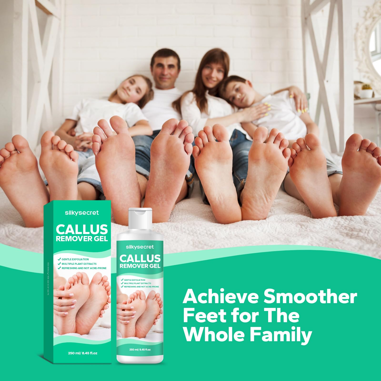 Professional Callus Remover Gel for Feet - Extra Strength 8.45 fl.oz Foot Care Treatment | Cracked Heel & Hard Skin Remover | At-Home Pedicure Solution for Soft Smooth Feet - Perfect for Dry Feet, Calluses & Rough Skin Care Routine