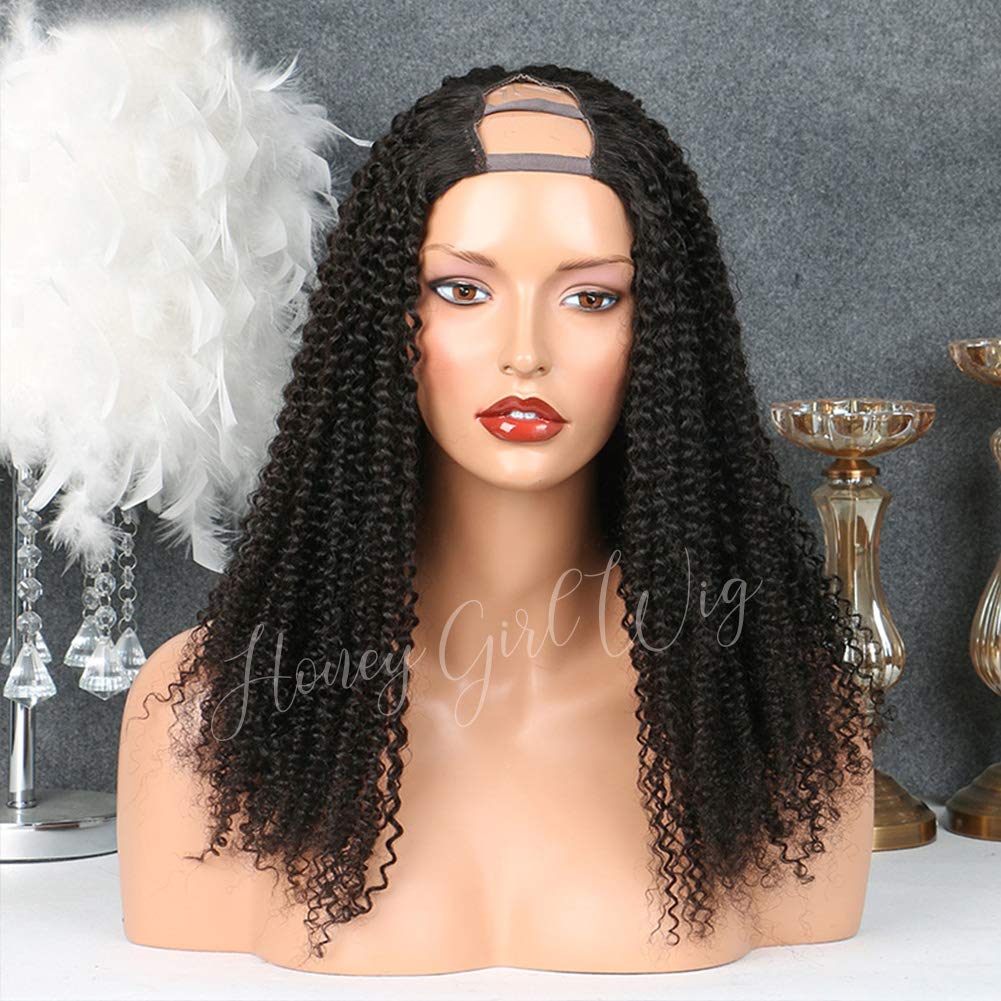 10A Brazilian Remy Human Hair U Part Wig - Kinky Curly U-Shaped Wig for Black Women | 20