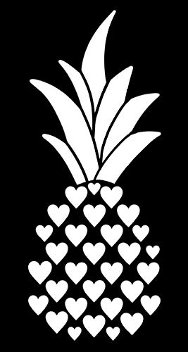 Hearts Pineapple Vinyl Decal - White 1.8x4.5 Inch - Made in USA by Foxtail Decals - Waterproof Sticker for Car Windows, Laptops, Tablets, Water Bottles - Perfect for Home Decor, DIY Crafts & Personalizing Accessories