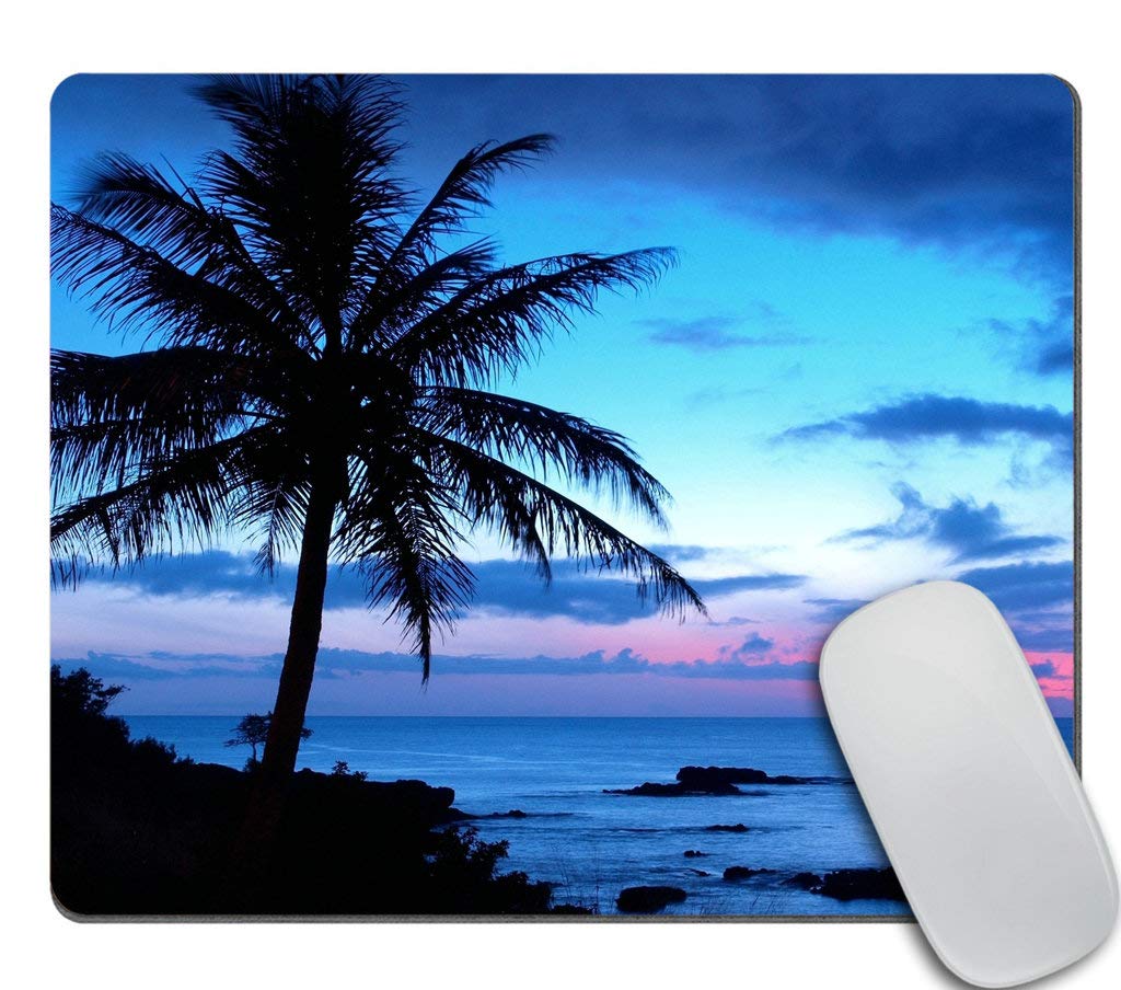 Non-Slip Rubber Gaming Mouse Pad with Tropical Ocean Beach & Palm Trees Design - Perfect for Office, Home & Gaming Setup