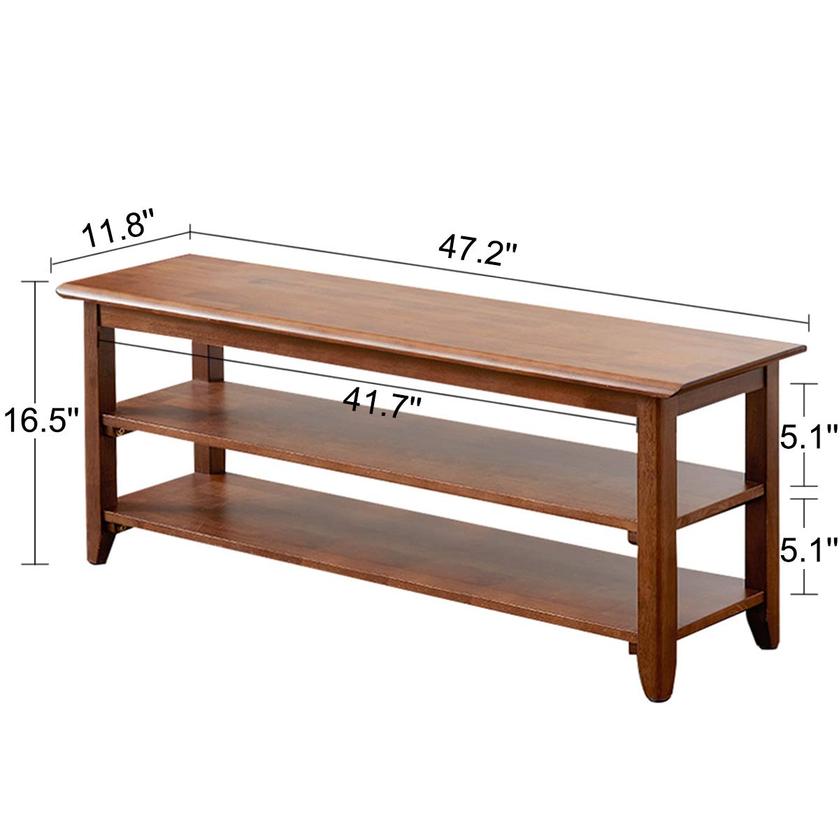 Rustic Solid Wood Shoe Storage Bench - 47.2