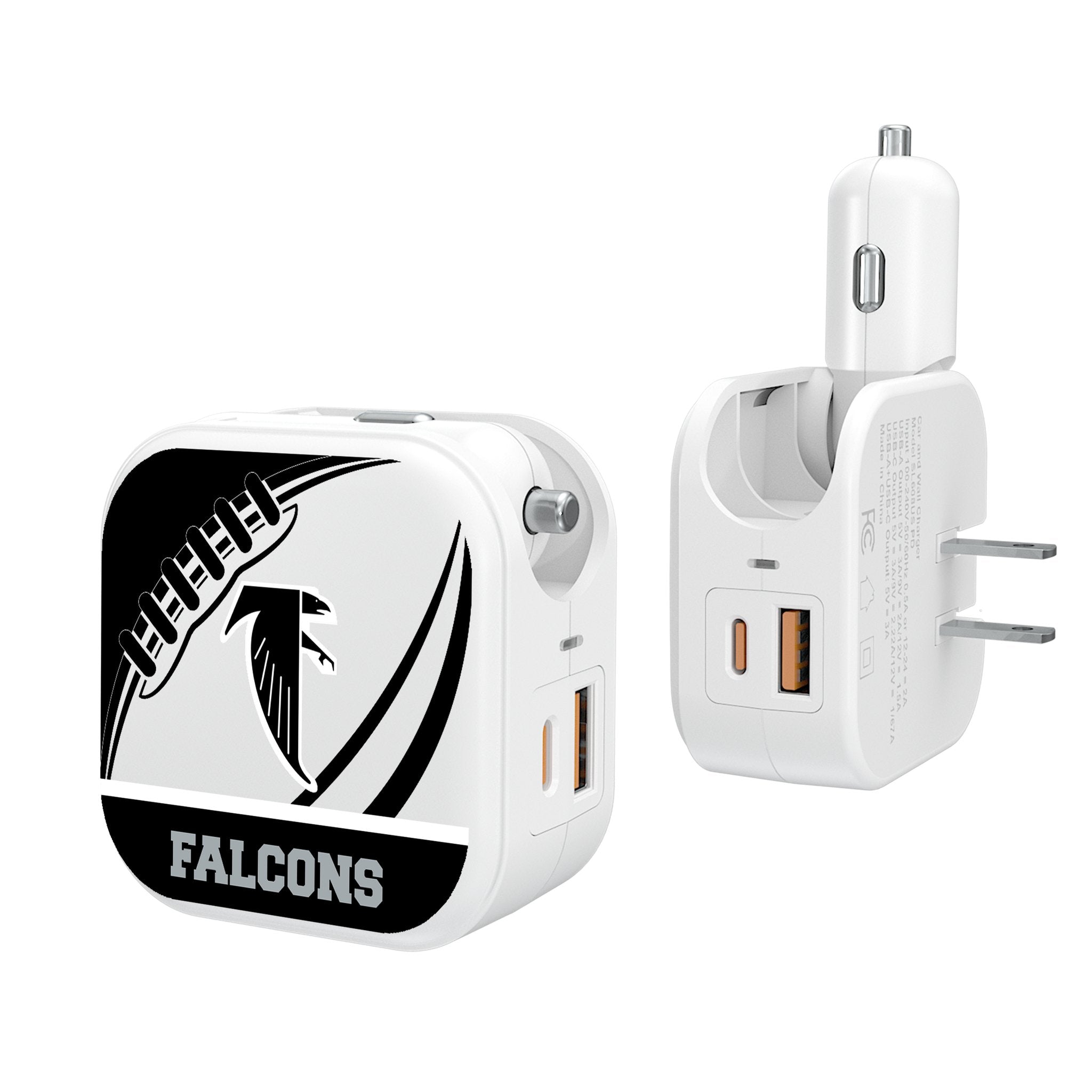 Atlanta Falcons 2-in-1 USB Charger - Fast Charging Cable for iPhone & Android - Perfect for Home, Office & Travel