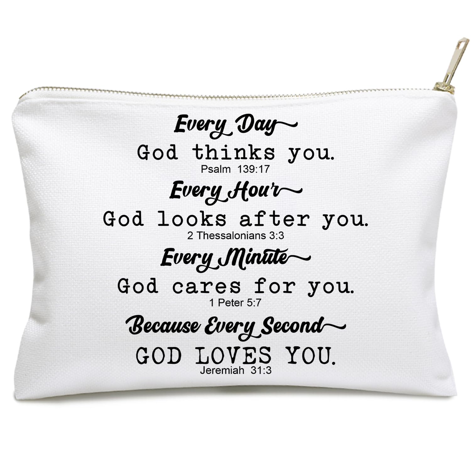 God Loves You Makeup Bag - Inspirational Bible Verse Cosmetic Pouch for Women | Christian Gifts for Friends, Encouragement & Faith-Based Affirmations | Perfect for Church, Travel & Daily Devotional Use