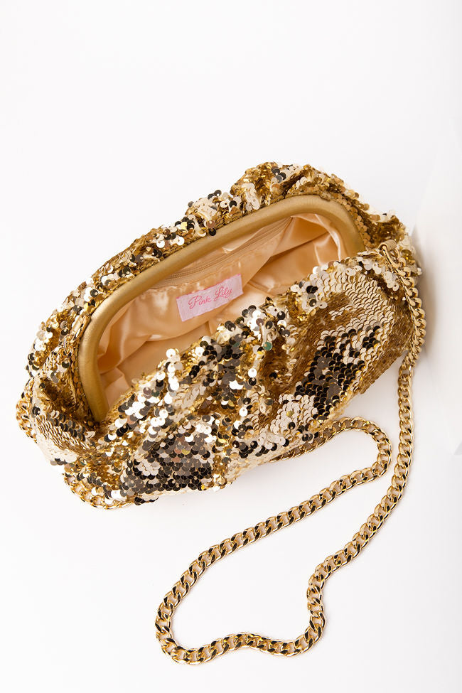 Sparkly Gold Sequin Pouch Bag for Women - Elegant Clutch for Parties, Weddings & Special Occasions - Final Sale