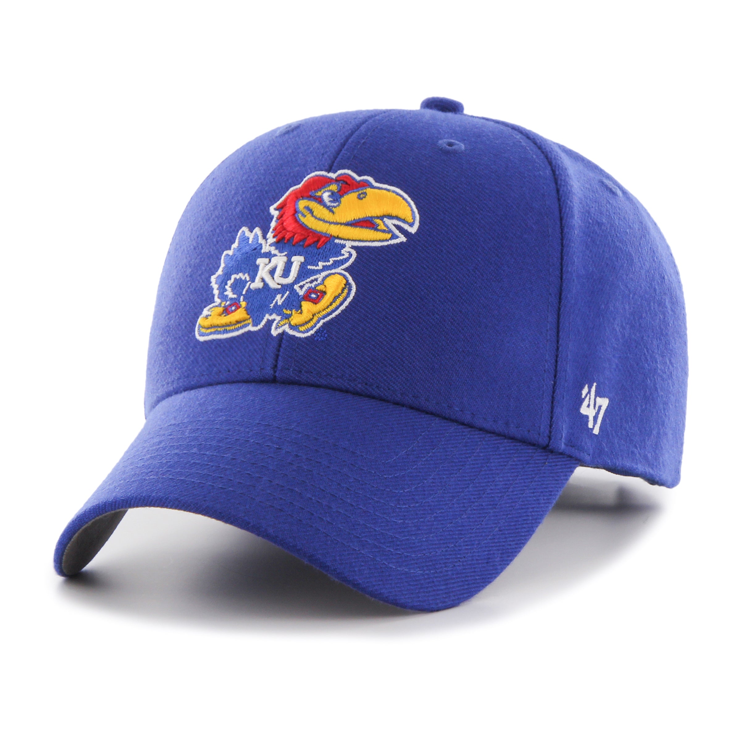 47 Brand Kansas Jayhawks MVP Adjustable Baseball Cap - Royal Blue NCAA Fan Hat for Men & Women - Perfect for Game Day, Tailgating & Casual Wear