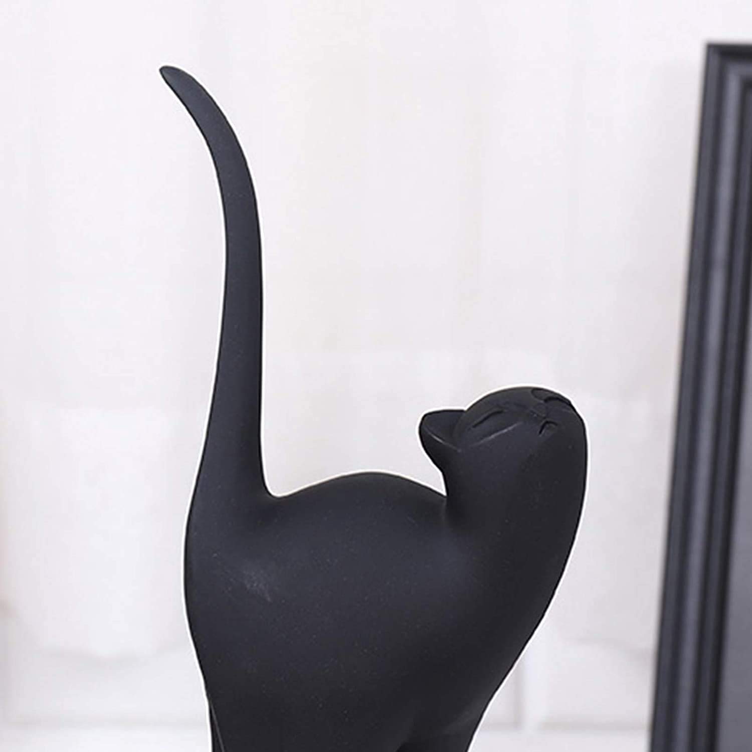 3D Black Cat Figurine Sculpture - Elegant Tail Up Cat Ornament for Home, Hotel, Bookshelf, Car, Cake & Shop Window Decor - Perfect for Gifts, Parties & Themed Events