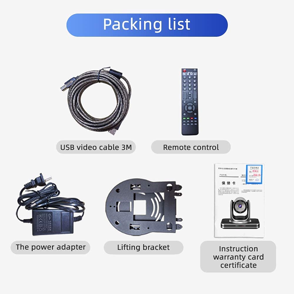 4K PTZ Camera with 3X Optical Zoom - USB Webcam for Live Streaming on OBS, YouTube & Zoom - Professional Conference Camera for Business Meetings, Church Services & Government Presentations - Ideal for Video Conferencing, Webinars & Online Education