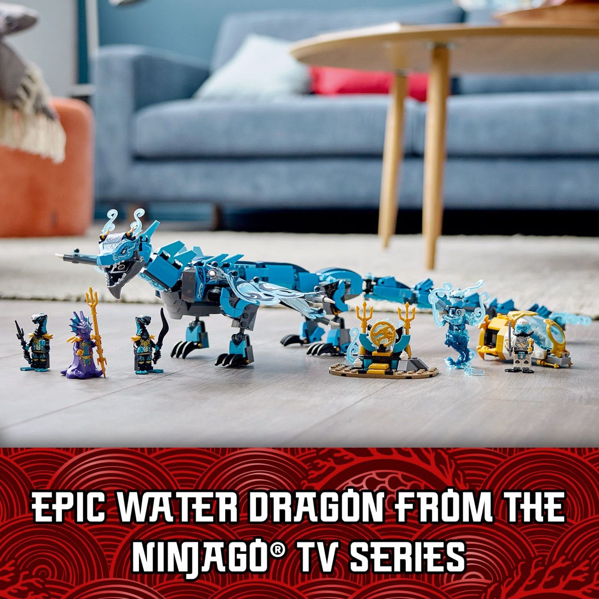 LEGO NINJAGO Water Dragon Building Set 71754 - 5 Ninja Minifigures with Weapons, Creative Construction Toy for Kids Ages 9+ | Perfect Birthday Gift for Boys & Girls | Role Play & Collectible Display