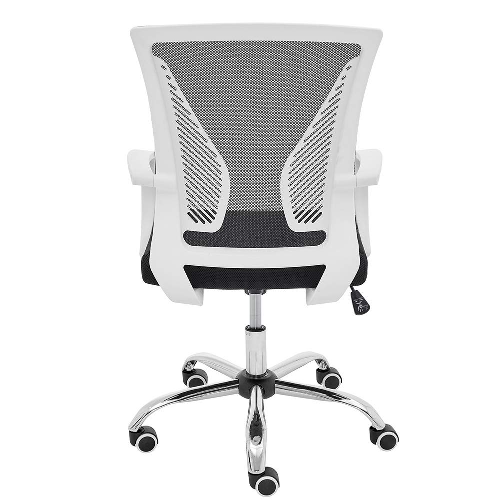 Zuna Mid-Back Office Task Chair - Ergonomic Mesh Back Support Desk Chair with Lumbar Support (Pure White/Black) - Perfect for Home Office, Gaming & Computer Workstations