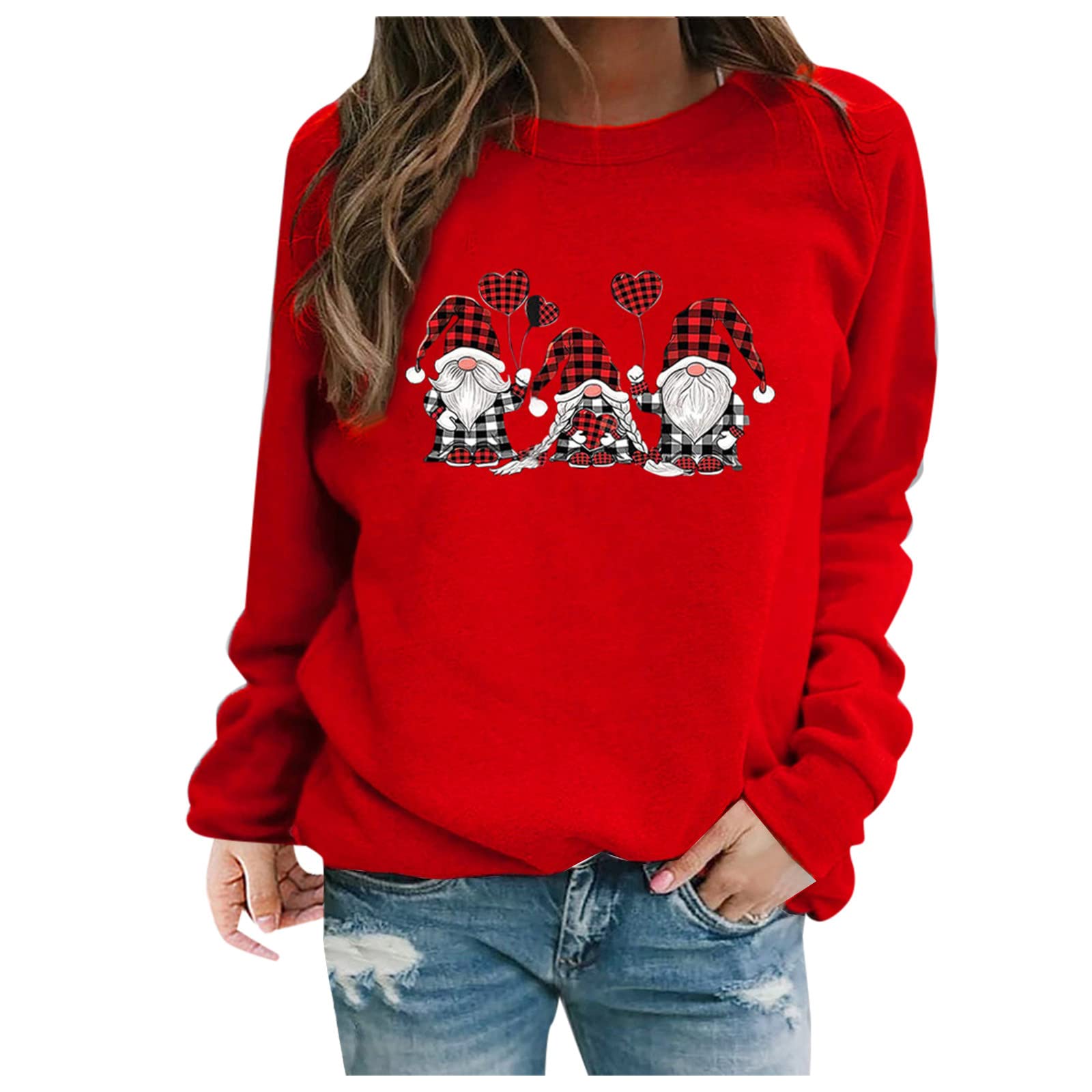 Festive Women's Christmas Print Long Sleeve Pullover Sweater - Cozy Holiday Party Blouse for Winter, Casual Christmas Tops for Gatherings, Family Photos & Office Celebrations | Perfect for Holiday Parties, Gift Exchanges & Winter Office Wear | Great for Christmas Parties, Family Reunions, Winter Photoshoots, Office Events and Casual Winter Outfits | Ideal for Christmas Celebrations, Ugly Sweater Contests, Winter Date Nights, Cozy Home Gatherings & Festive Workplace Outfits