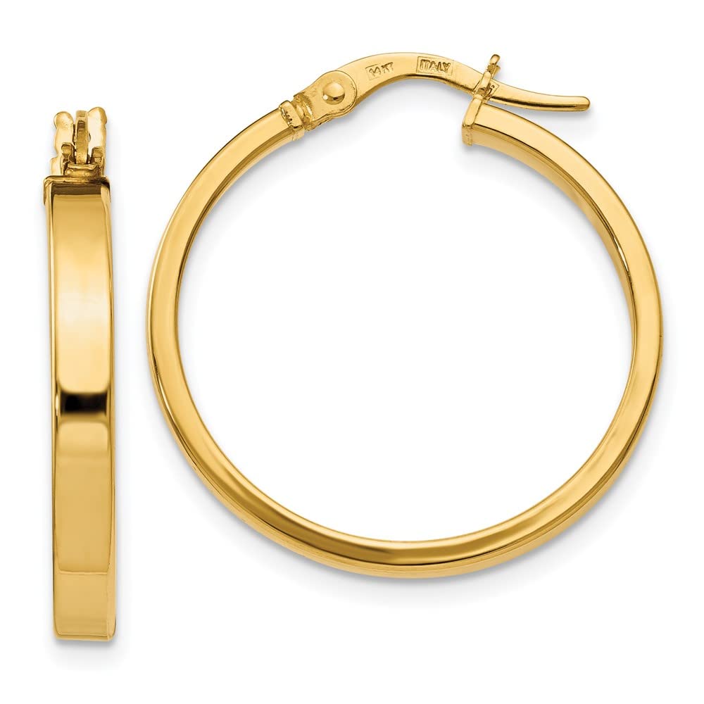 14K Yellow Gold Hoop Earrings for Women - 24mm x 23mm Polished Round Huggie Hoops - Perfect for Everyday Wear, Parties & Special Occasions