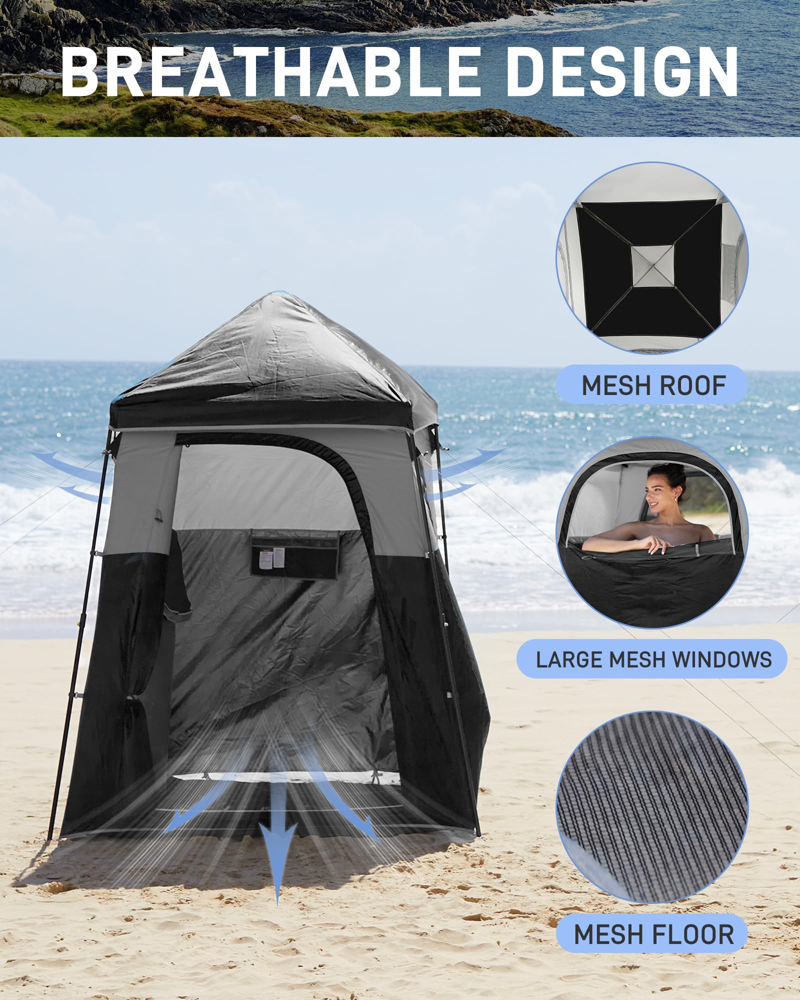 **KingCamp Oversized Camping Shower Tent - Portable Privacy Shelter for Outdoor Showers & Changing Room | Easy Setup, Includes Shower Bag | Ideal for Camping, Beach, RV Trips & Backpacking (1 Room/2 Room Options)**