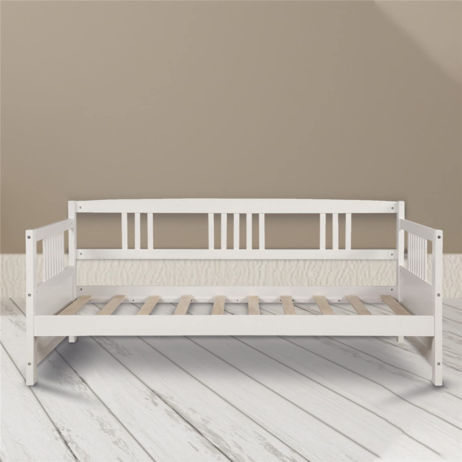 Wood Twin Size Trundle Daybed with Storage Drawers & Roll-Out Bed Frame - Sturdy Dual-Use Sofa Bed for Kids, Teens & Adults - Perfect for Bedroom, Living Room & Guest Room Space Saving Solution