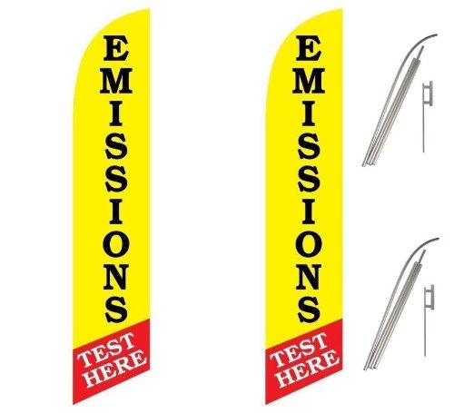 Two Full Sleeve Swooper Flags with Poles & Spikes - Yellow, Red, Black - Perfect for Car Racing Events, Sports Games & Outdoor Decor