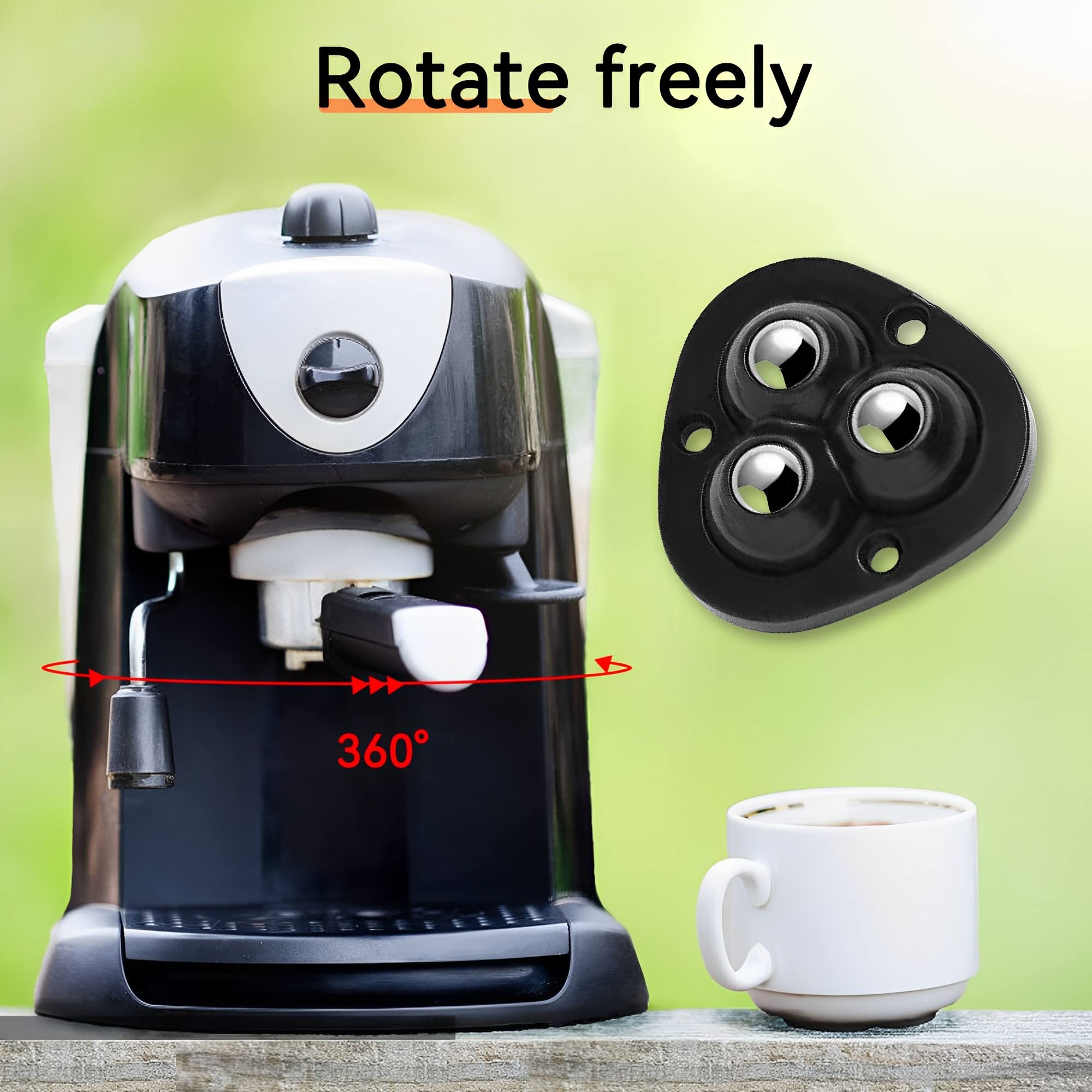 Holyfire Mini Caster Wheels Set of 8 - 360° Swivel Ball Bearing Rollers with Self-Adhesive Base for Small Appliances, Trash Cans, Storage Boxes & Furniture - White (8pc) | Perfect for Home Organization, Office Equipment & DIY Projects