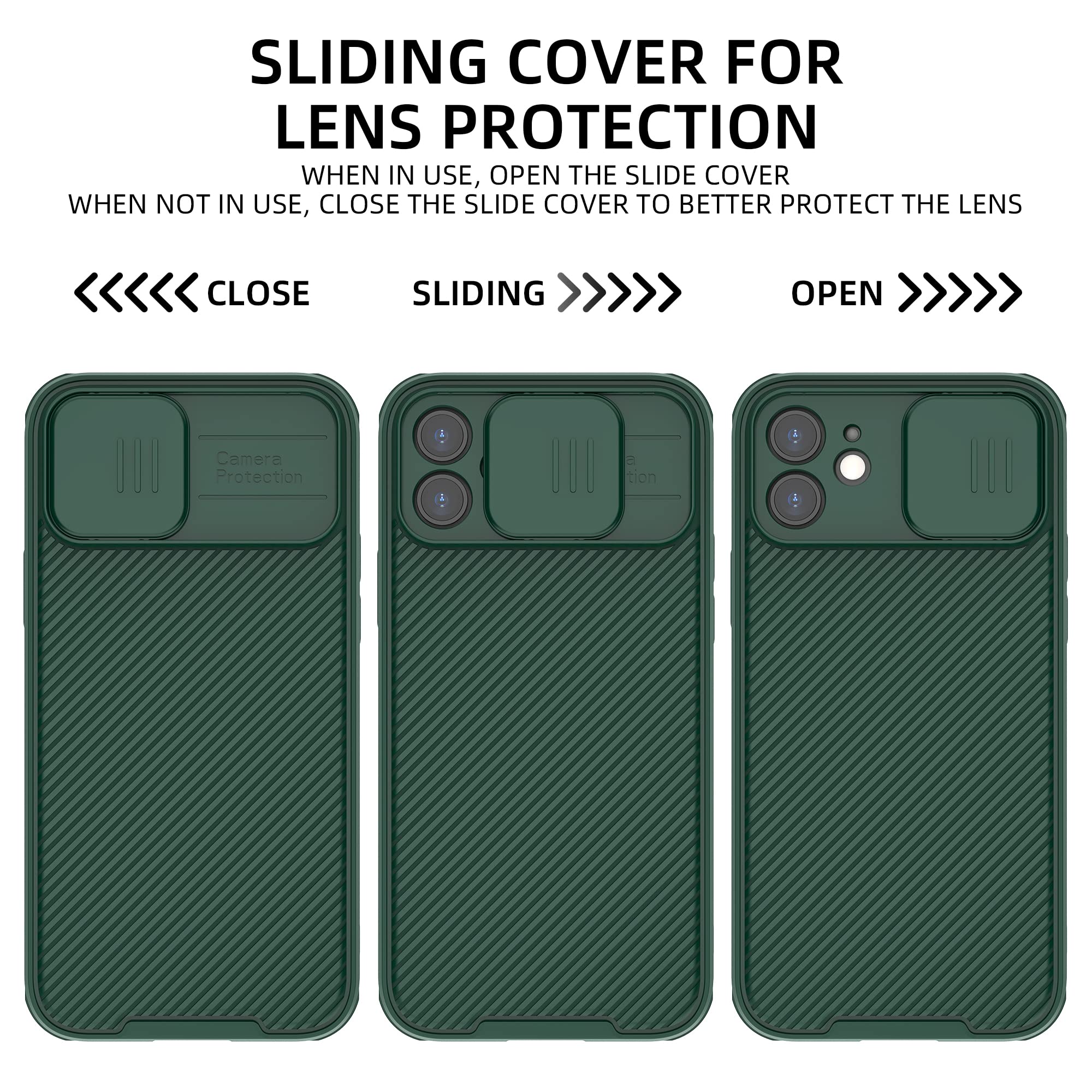 Hitaoyou Magnetic iPhone 12 Case with Slide Camera Cover - Slim Magsafe Compatible Protective Case for iPhone 12 (6.1 Inch) - Green | Perfect for Daily Use, Travel & Wireless Charging