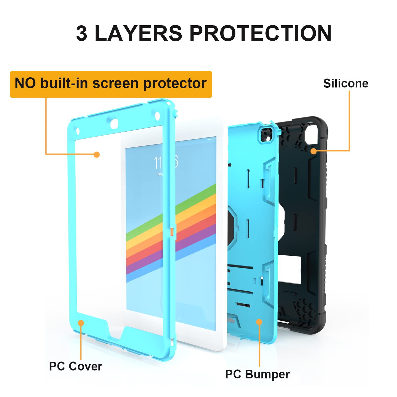 iPad Mini 5 Case & iPad Mini 4 Case - 3-Layer Hybrid Armor Shockproof Rugged Protective Cover with Kickstand for 7.9 Inch iPad Mini (2019/2015 Models) | Perfect for Travel, Work & Outdoor Adventures