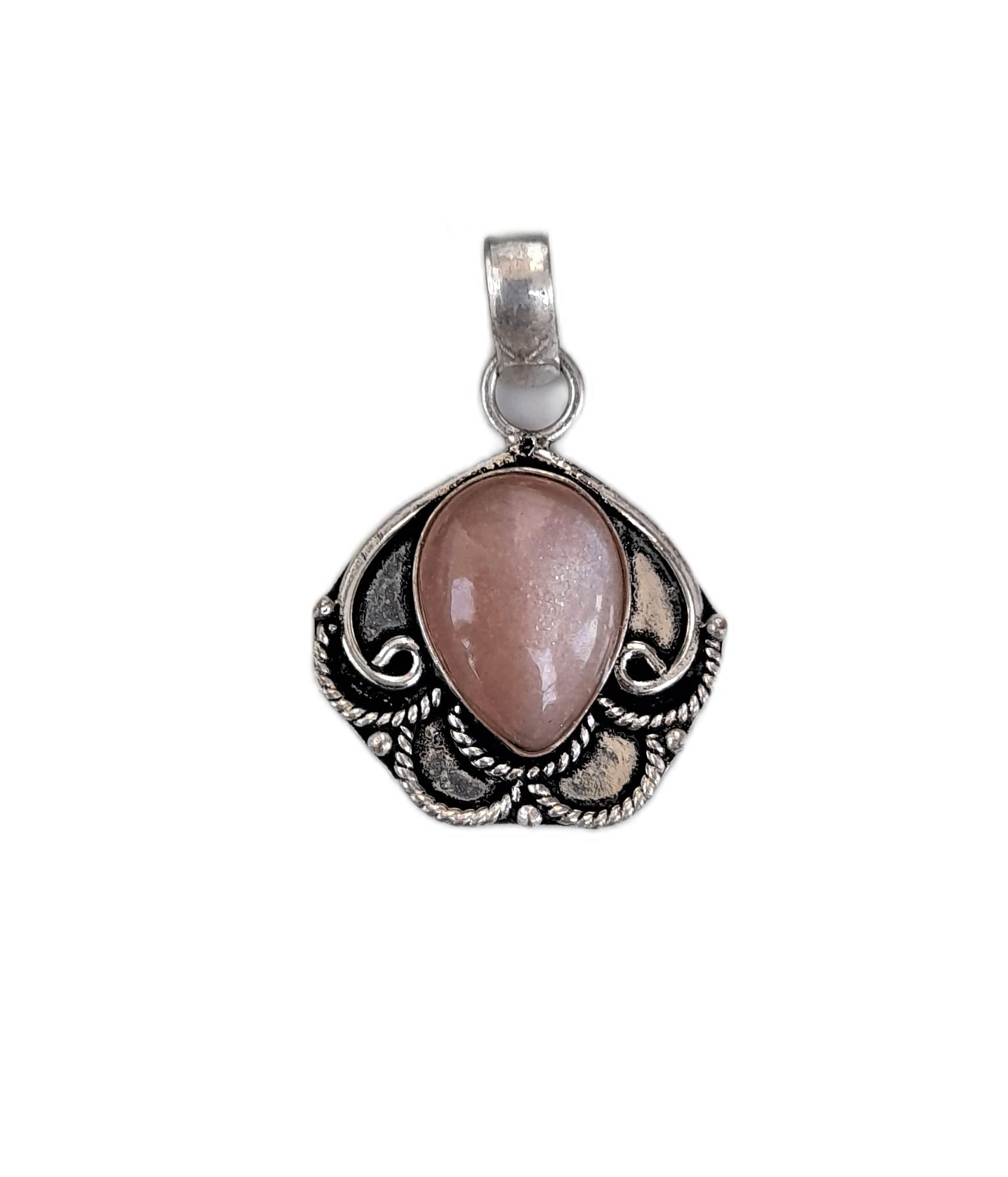Peach Moonstone Pendant Necklace - 925 Sterling Silver Plated Women's Jewelry with Light Pink Gemstone | Unique Birthstone Gift for Her | Perfect for Weddings, Anniversaries & Special Occasions