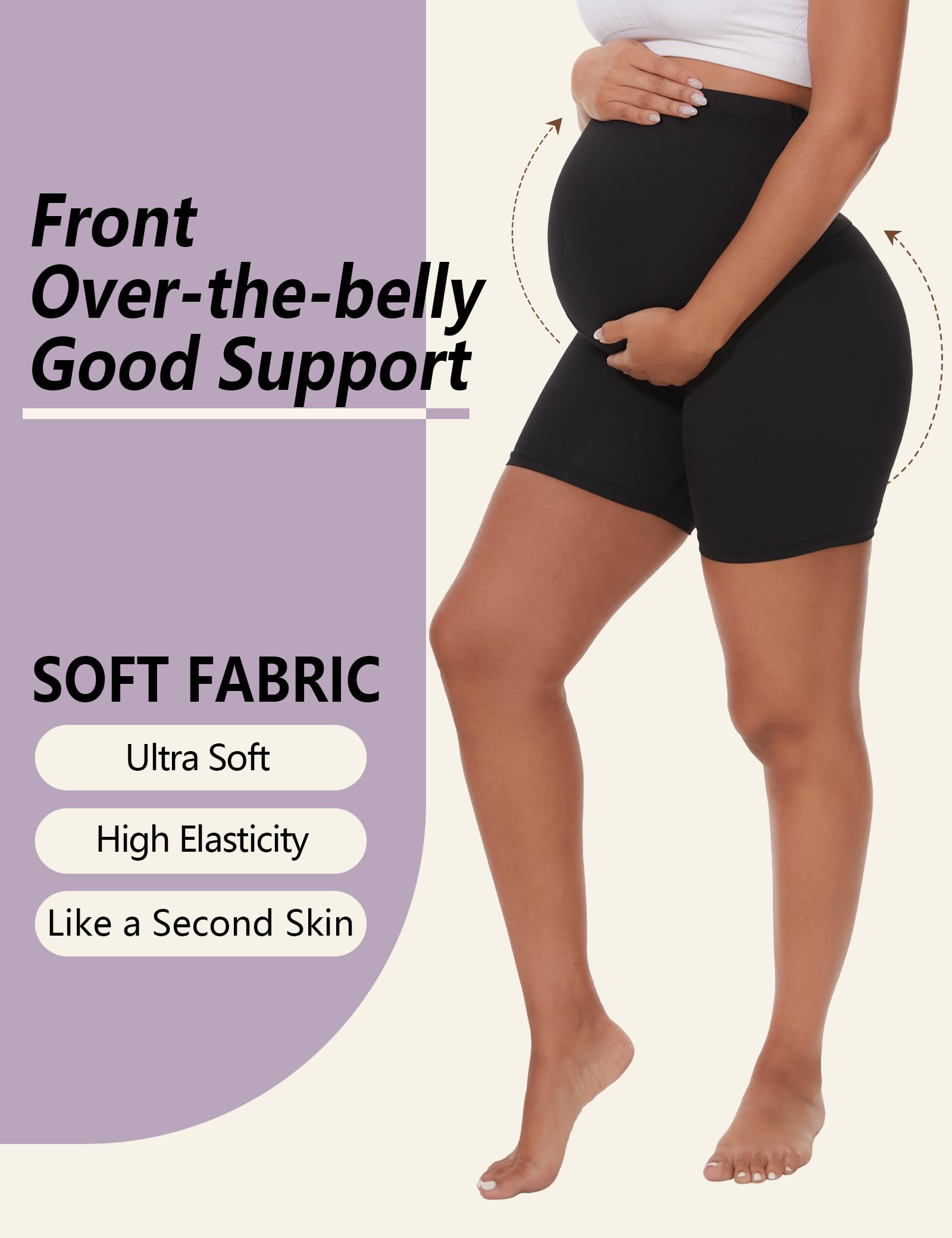 3/4 Pack Women's Maternity Yoga Shorts - Over The Belly Pregnancy Activewear, 5