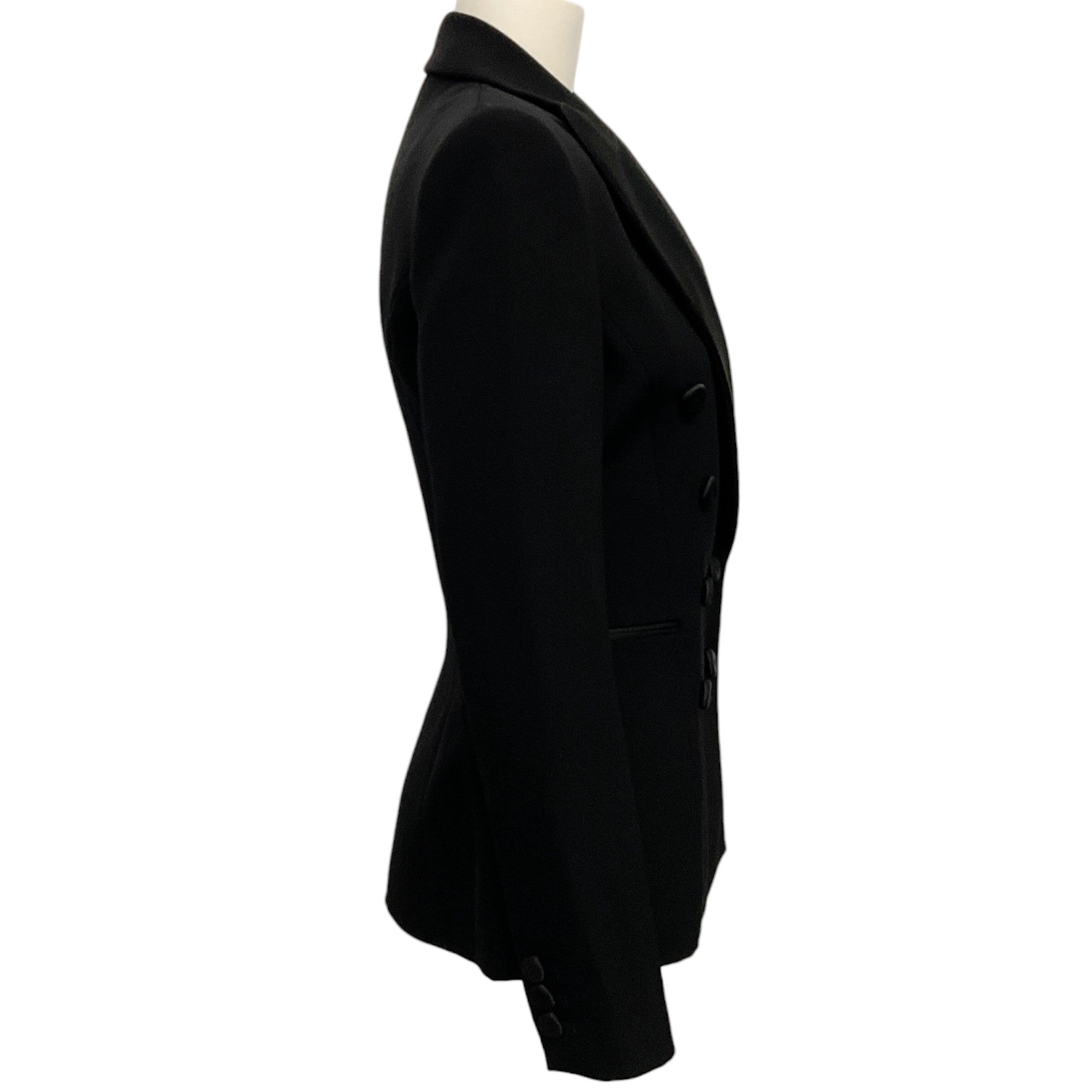 Moschino Couture Black Wool Blazer with Red Flower Embroidery - Elegant Women's Formal Jacket for Office, Party & Special Occasions
