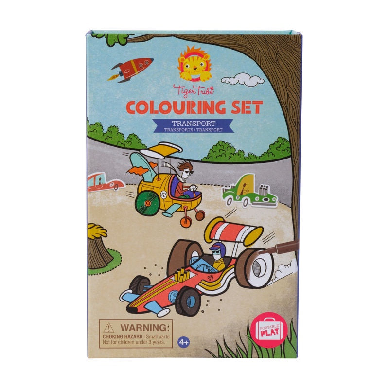Kids Coloring Set with Transport Theme - Fun & Creative Art Supplies for Children | Perfect for Home, School & Travel Activities