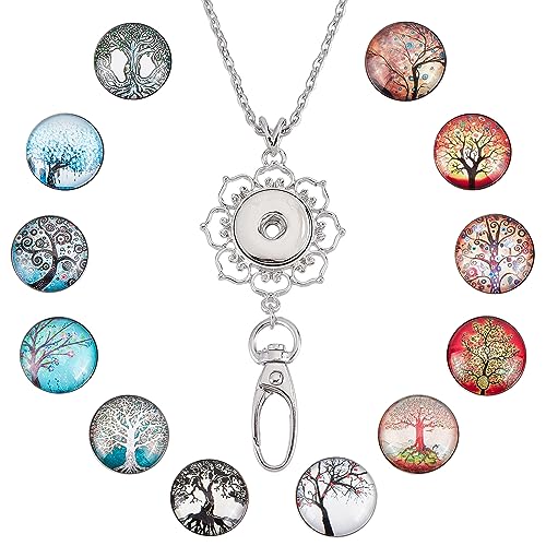 1+12 Red Blue Tree Button Lanyard