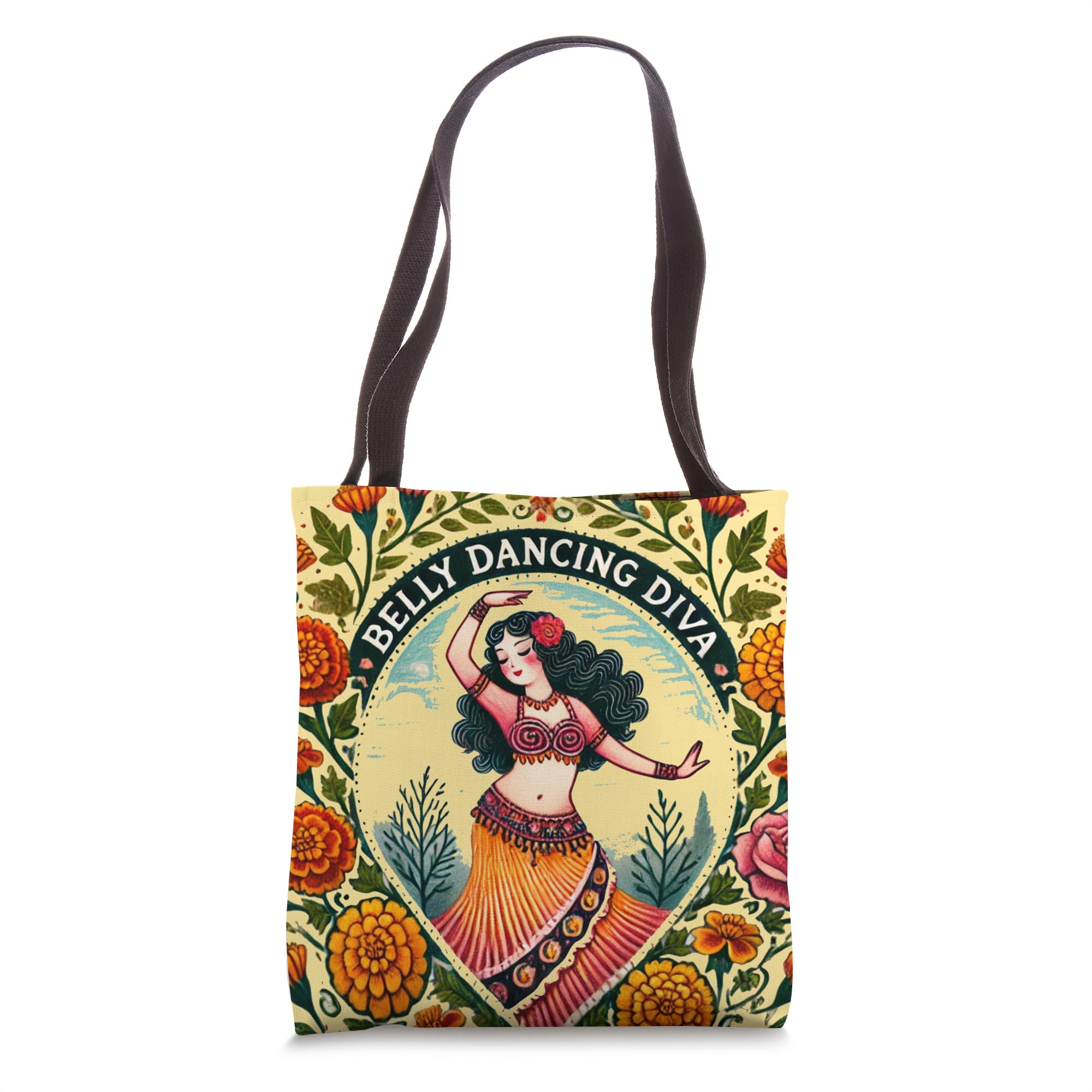 Stylish Belly Dance Tote Bag with Diva Illustration - Perfect for Dance Classes, Yoga, Gym & Beach Outings