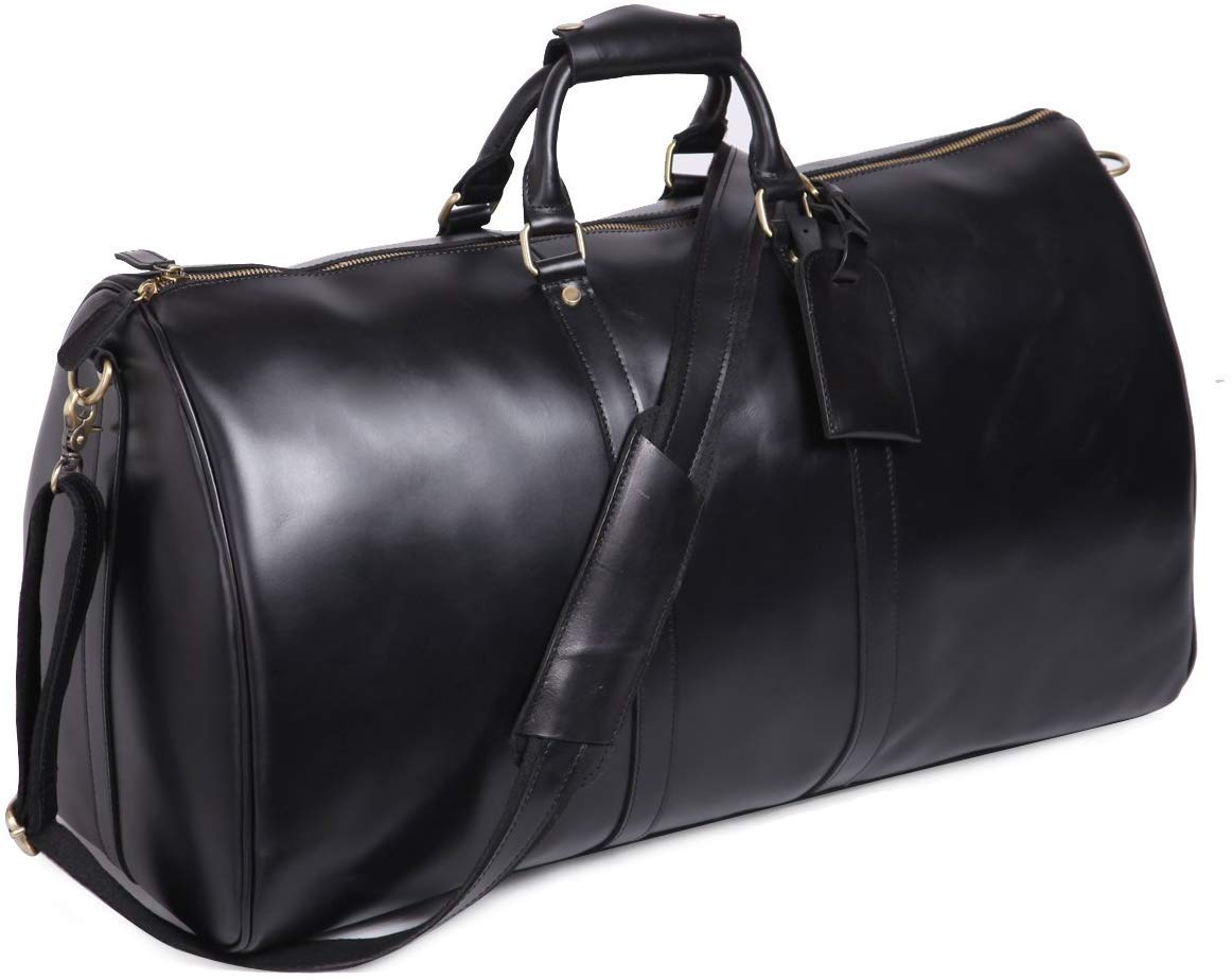 Premium Genuine Leather Travel Duffle Bag for Men & Women - Vintage Style Weekender Overnight Bag, Large Carry-On Luggage for Airplane Travel, Business Trips & Weekend Getaways