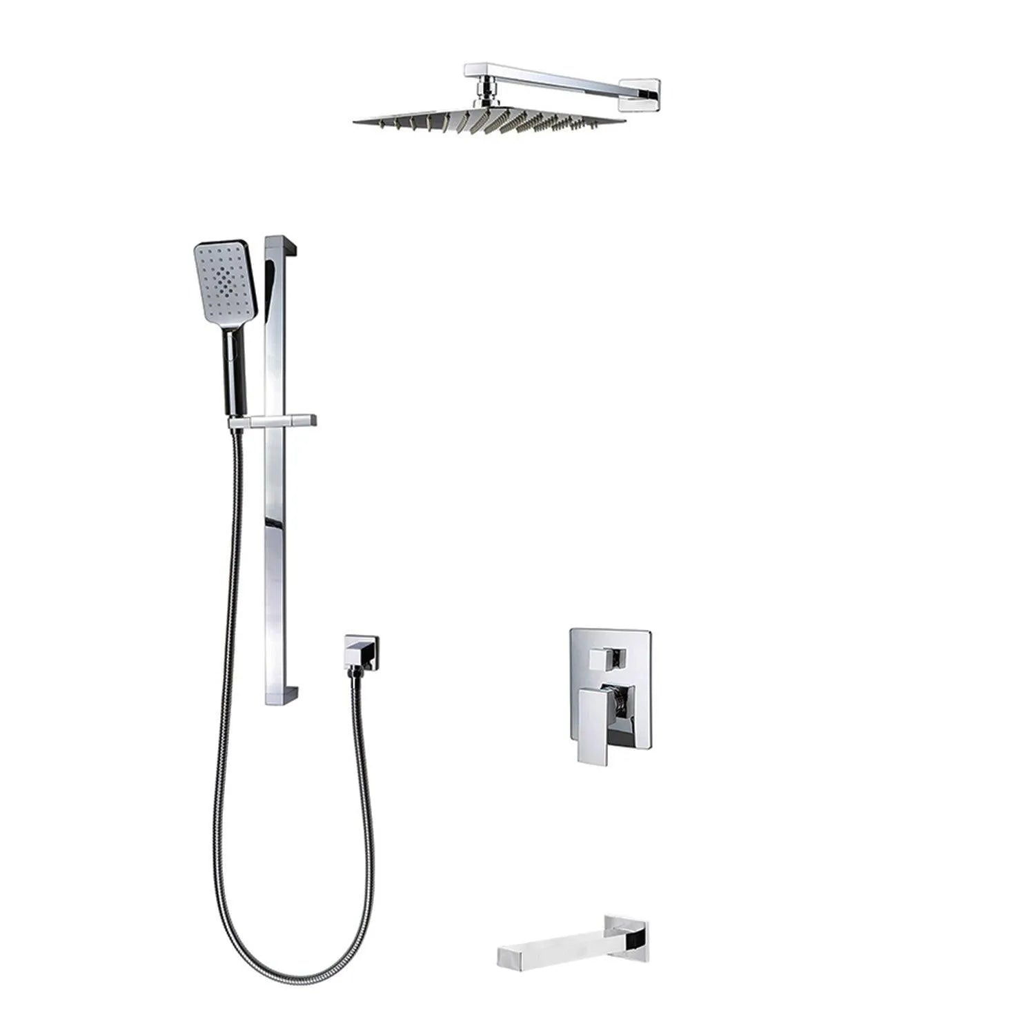 Premium Shower System B55123 - 8 Inch Rainfall Showerhead with Handheld Sprayer, Adjustable Slide Bar & Durable Metal Finish - Perfect for Modern Bathroom Renovations & Spa-Like Shower Experience