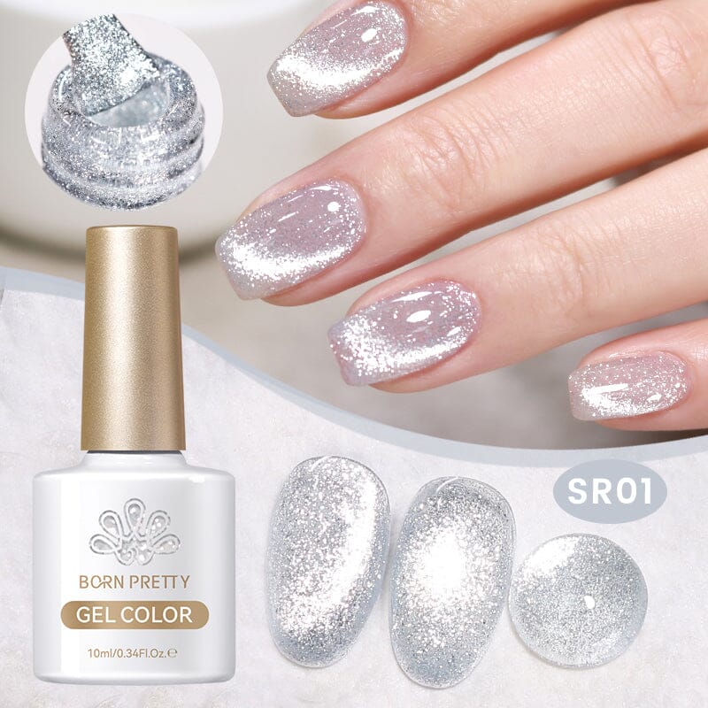 Shimmery Reflective Cat Eye Magnetic Gel Polish - 10ml SR01 for Stunning Nail Art - Perfect for Parties, Weddings & Special Occasions