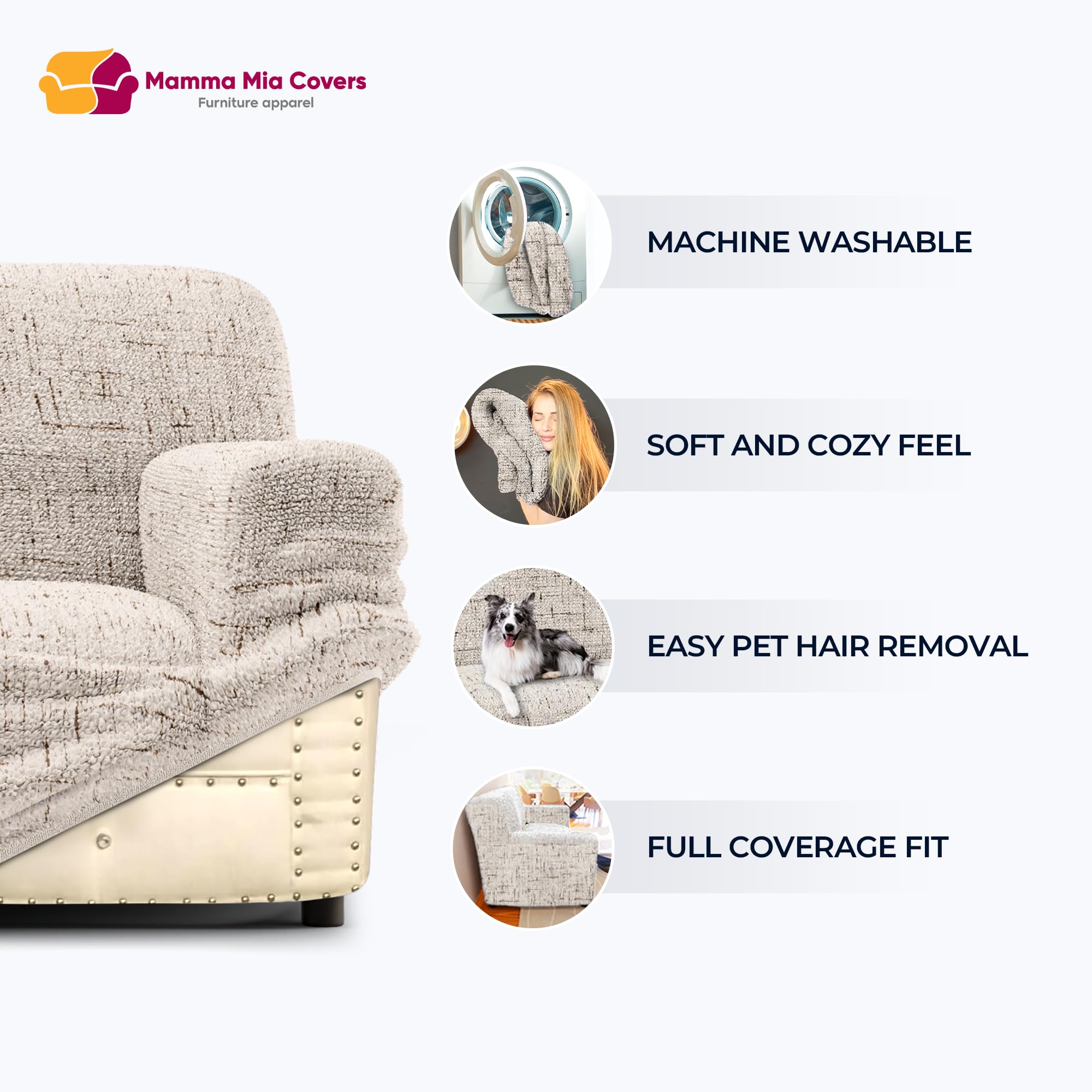 PAULATO BY GA.I.CO. Oversized Loveseat Slipcover - Stretch Sofa Cover for Couches & Chairs - 1-Piece Washable Microfiber Protector in Mossy Grey - Perfect for Living Room, Bedroom or Office Furniture Protection