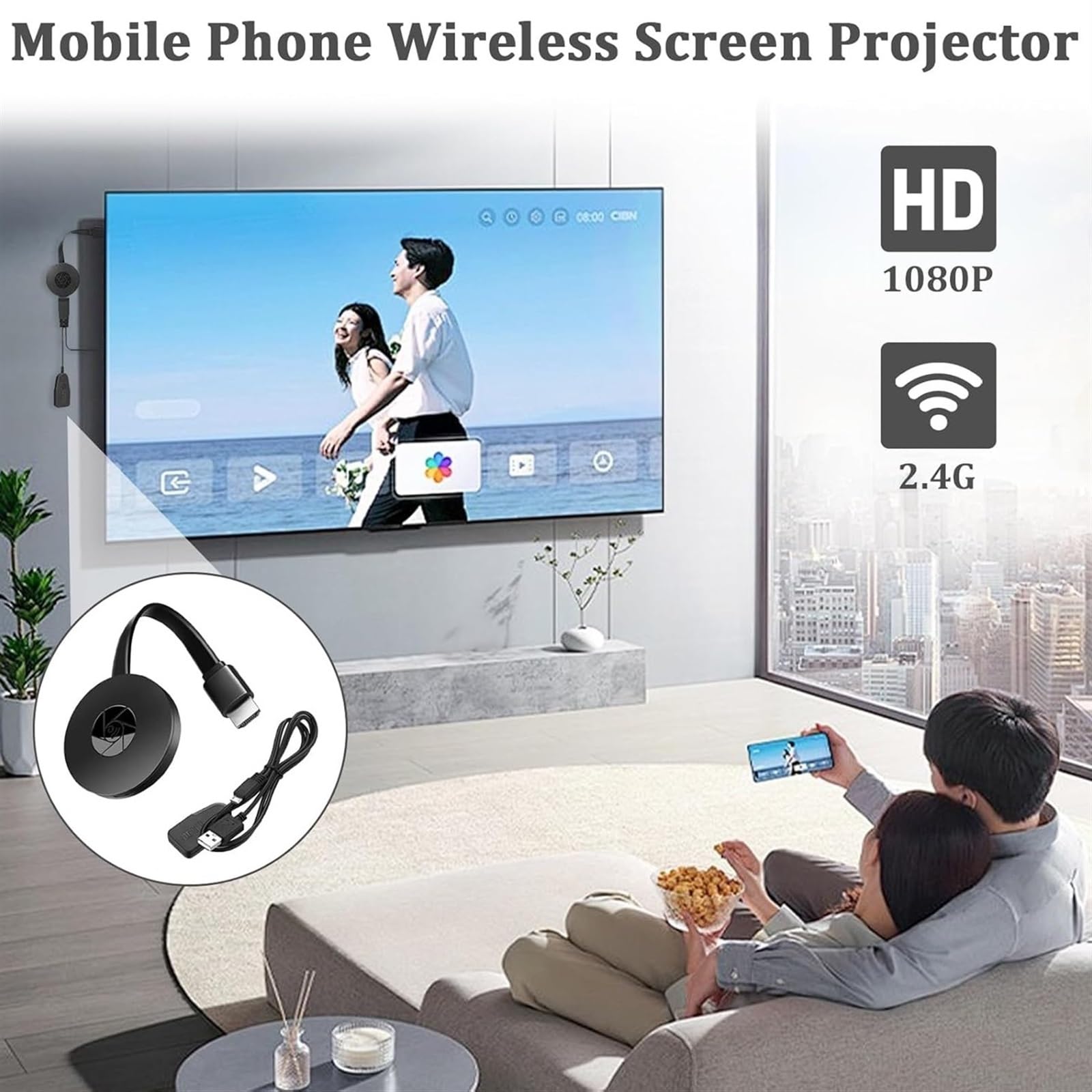OTEB Castview TV Wireless HDMI Display Adapter - 4K Streaming Box for Smart TV, Screen Mirroring & Projection Device (1 Pack) - Perfect for Home Theater, Gaming & Office Presentations
