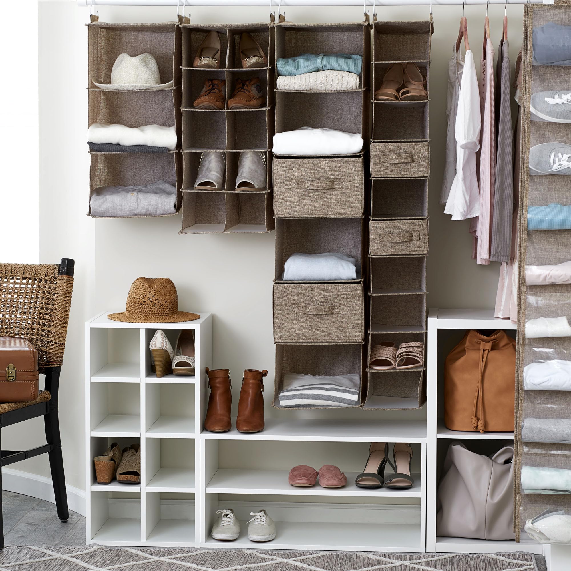 6-Shelf Hanging Closet Organizer with Hooks - Space Saving Storage for Bedroom, Bathroom & Laundry Room - Perfect for Organizing Clothes, Shoes & Household Essentials