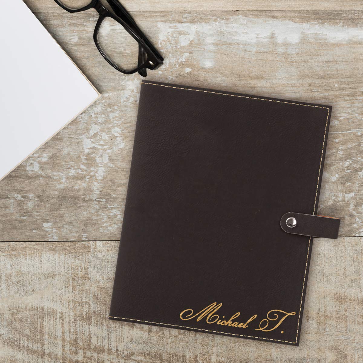 Personalized Blossom Medium Leatherette Book Cover with Snap Closure - Custom Bible Cover with Laser Engraving - Perfect for Church, Bible Study & Gift Giving