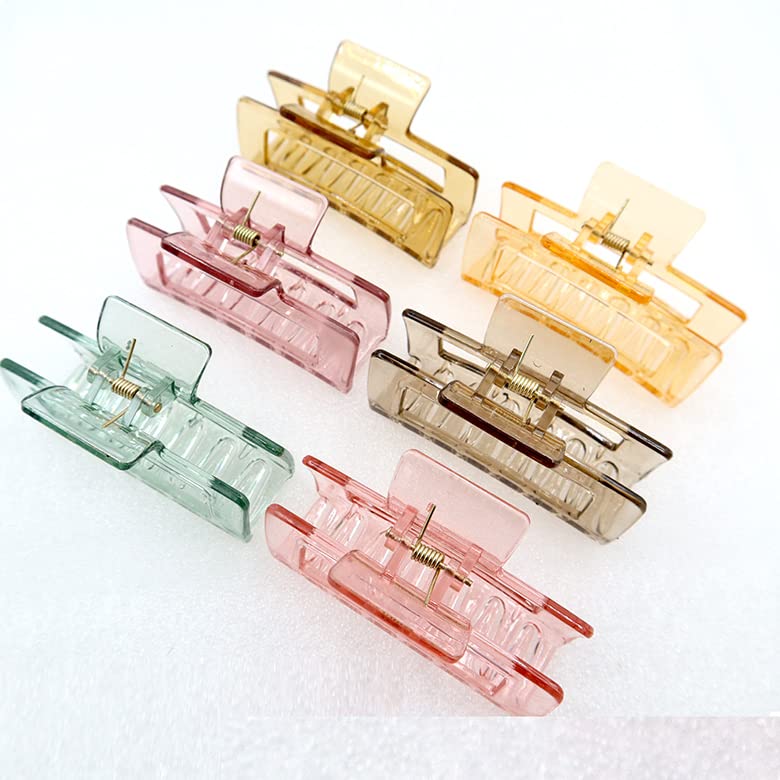 AITIN Large Square Hair Claw Clip - 6pc Strong Hold Hair Clutcher for Women & Girls - Perfect for Long Hair Styling