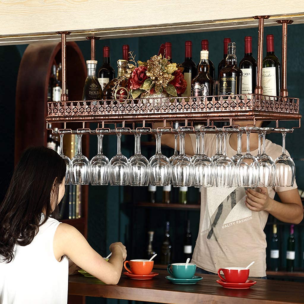 Industrial Metal Wall Mounted Wine Rack - 60Cm Retro Bar Decor for Champagne Glasses & Bottles Storage | Perfect for Home, Kitchen, Restaurant & Wine Cellar Organization