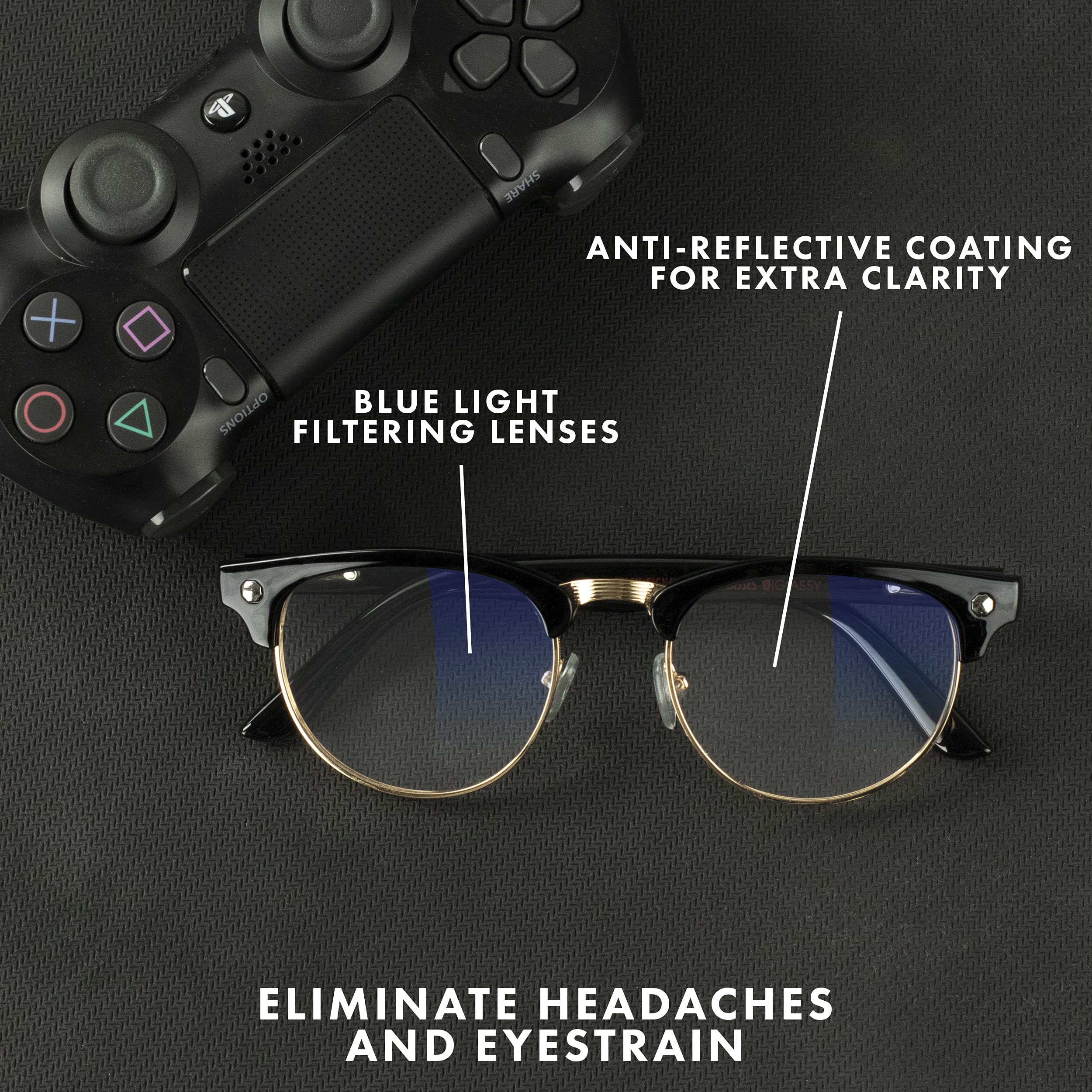 Premium Blue Light Blocking Glasses for Computer & Gaming - Anti Eyestrain & Fatigue Relief - Glassy Morrison HD Lens Eyewear for Work, Screen Time & Digital Eye Protection